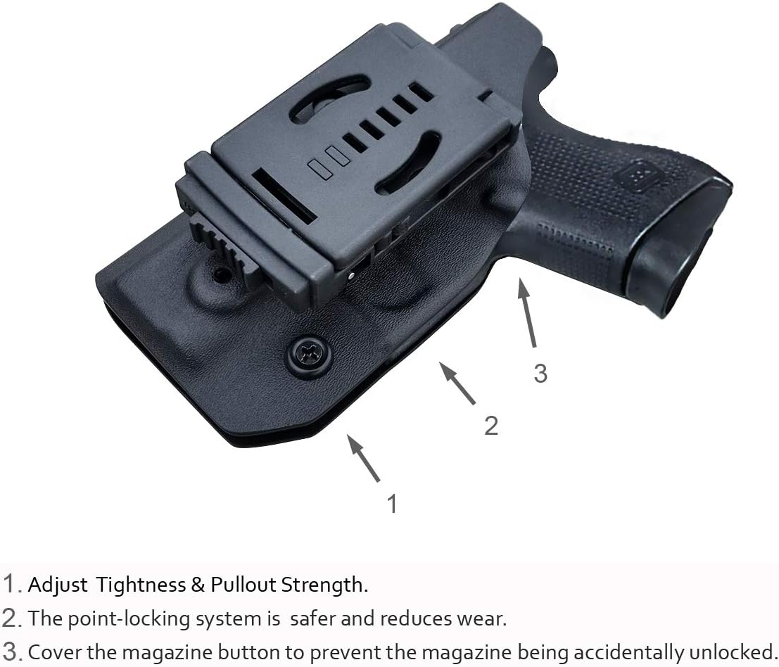 POLE.CRAFT OWB Kydex Holster Custom Fit: Glock 43 / Glock 43X (Gen 1-5) Pistol - Outside Waistband Carry / 1.5-2 Inch Belt Clip - Adj. Width Height Retention Cant, Entrance Widened
