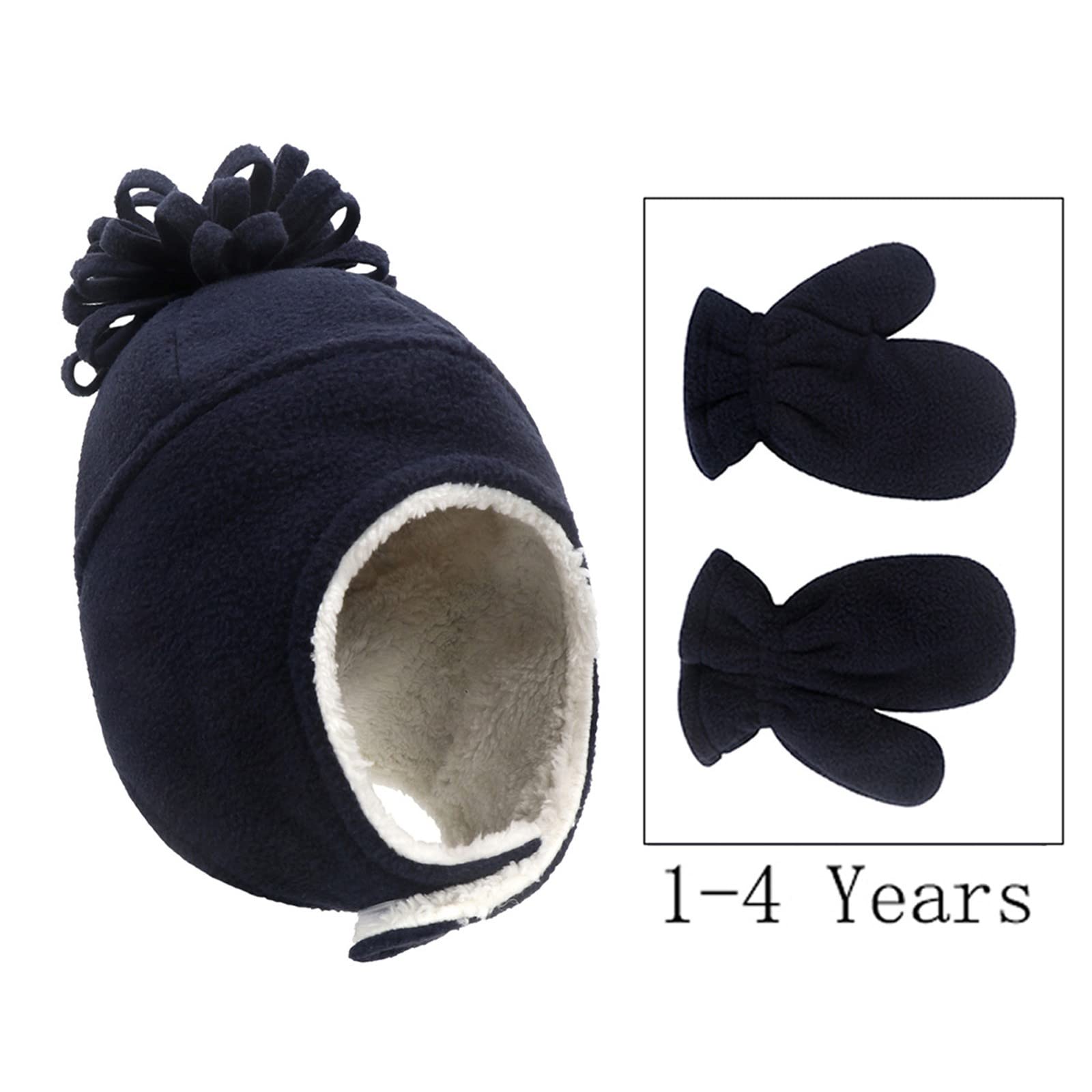 Gorro de Invierno Cálido Pack de 2 Cálidos Guantes de Invierno Fijo Y para Niños Gorros Gorros de Lana Gorros de Hombre Invierno/Navy/L