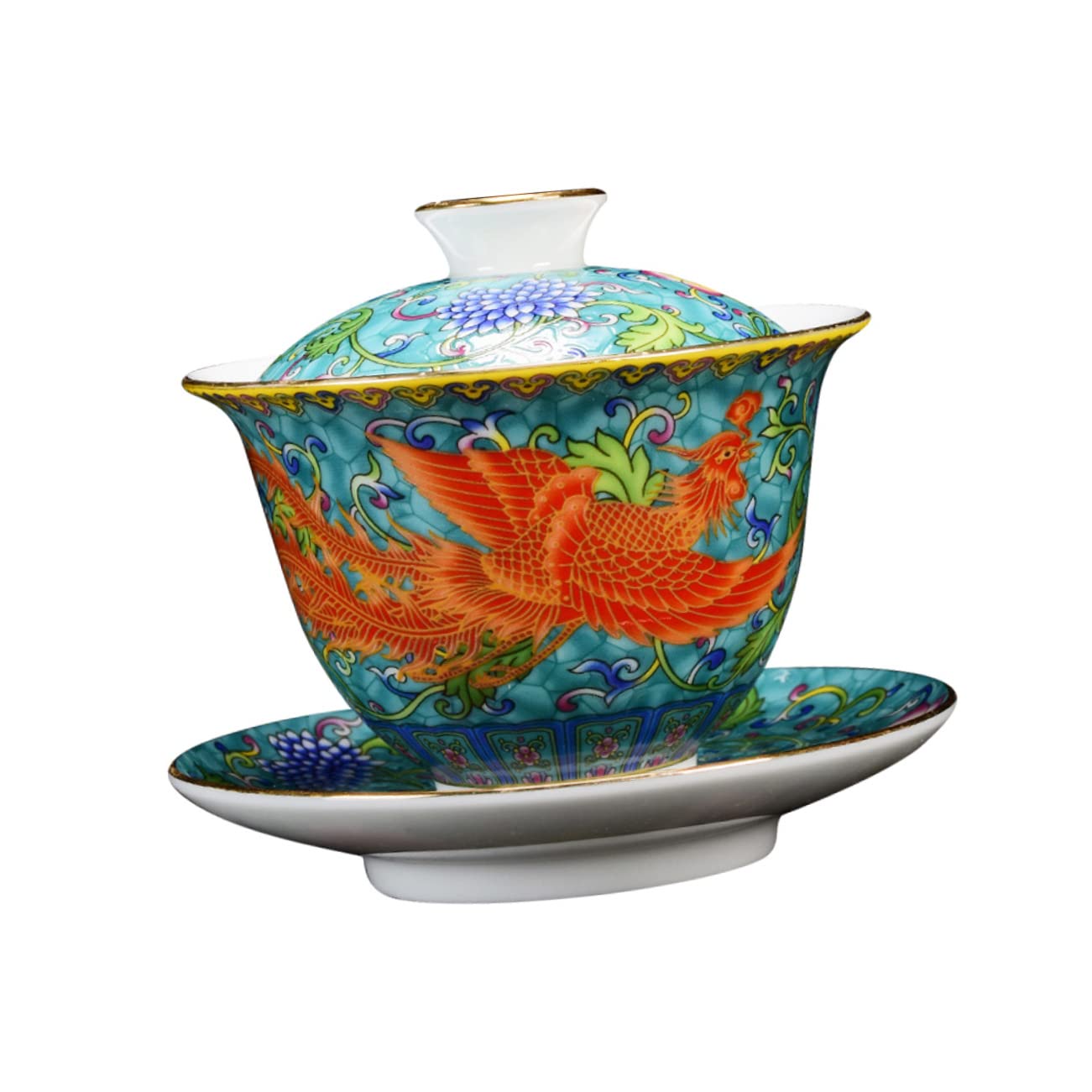 DOITOOL 1 Set Sansai Gaiwan Large Travel Coffee Mug Coffee Cup Tea Infuser Tea Cup & Saucer with Lid Sake Cup Home Decor Rice Bowl Tea Cup with Lid Serra Green