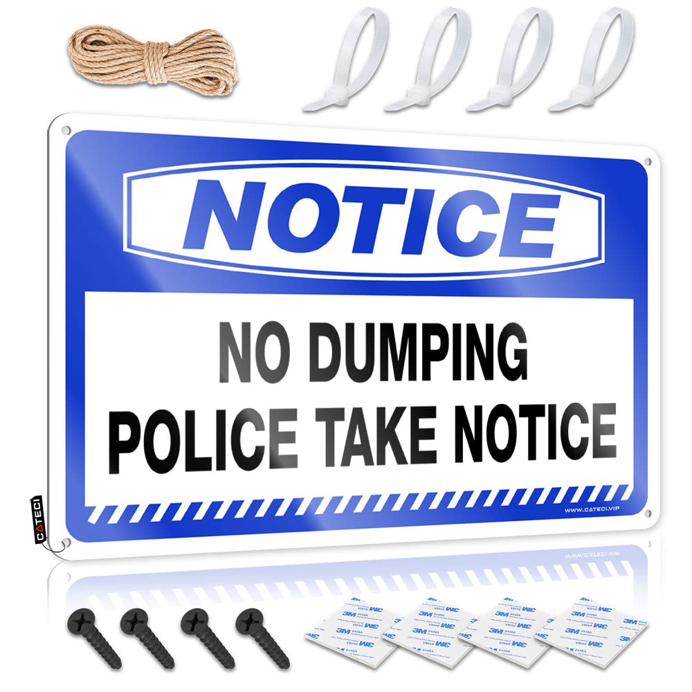 Clock Texas Decoration - Notice No Dumping Police Take Notice Gift For Electrician Rustic Wall Hanging(30X40CM)
