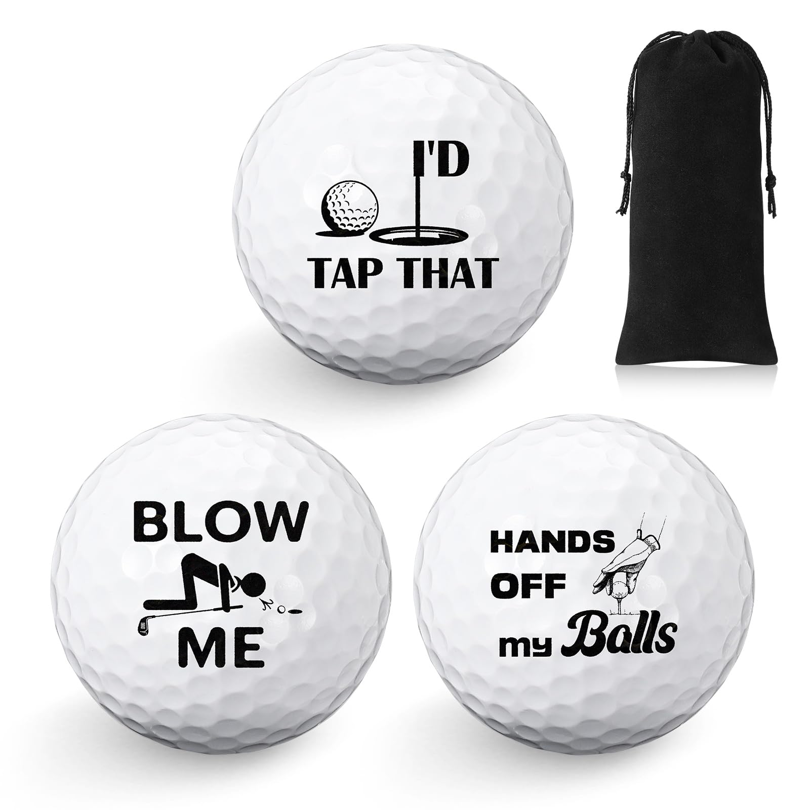 Threan 3 Pcs Golf Ball Gift Set Funny Novelty Golfer Present for Men Birthday Dad Golfing Fan One Standard Size Unit