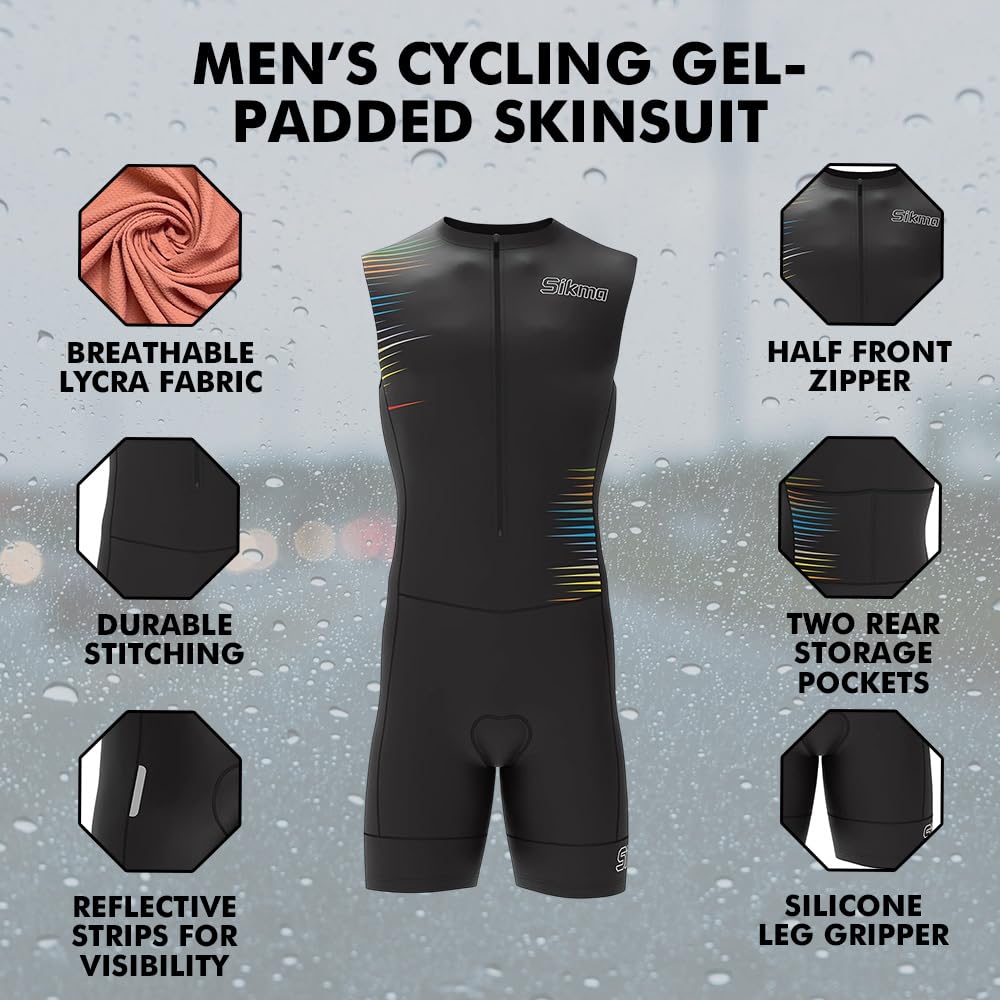 Combinaison de cyclisme pour homme avec rembourrage en gel - Coupe courte et sublimée
