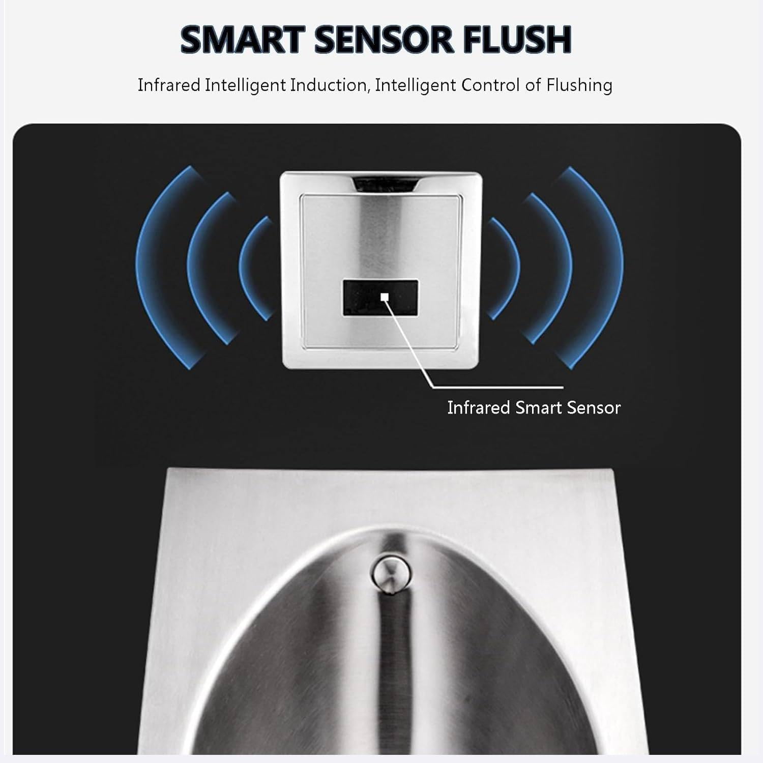 Pionowy inteligentny pisuar ze spłukiwaniem indukcyjnym, pisuar ze stali nierdzewnej 304, pisuar ścienny, do domu/hoteli/sklepów Silver-Urinal+Sensor