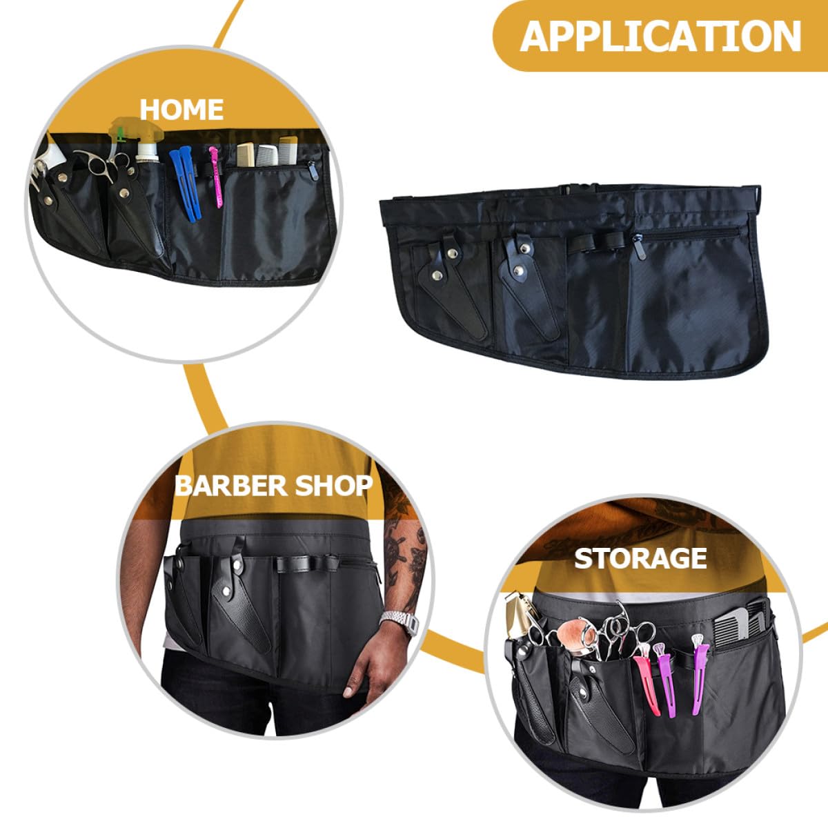 GALPADA Marsupio per Parrucchiere in Tela Nera Resistente Protezione Completa, Custodia Semplice per Forbici e Accessori da Lavoro Professionale