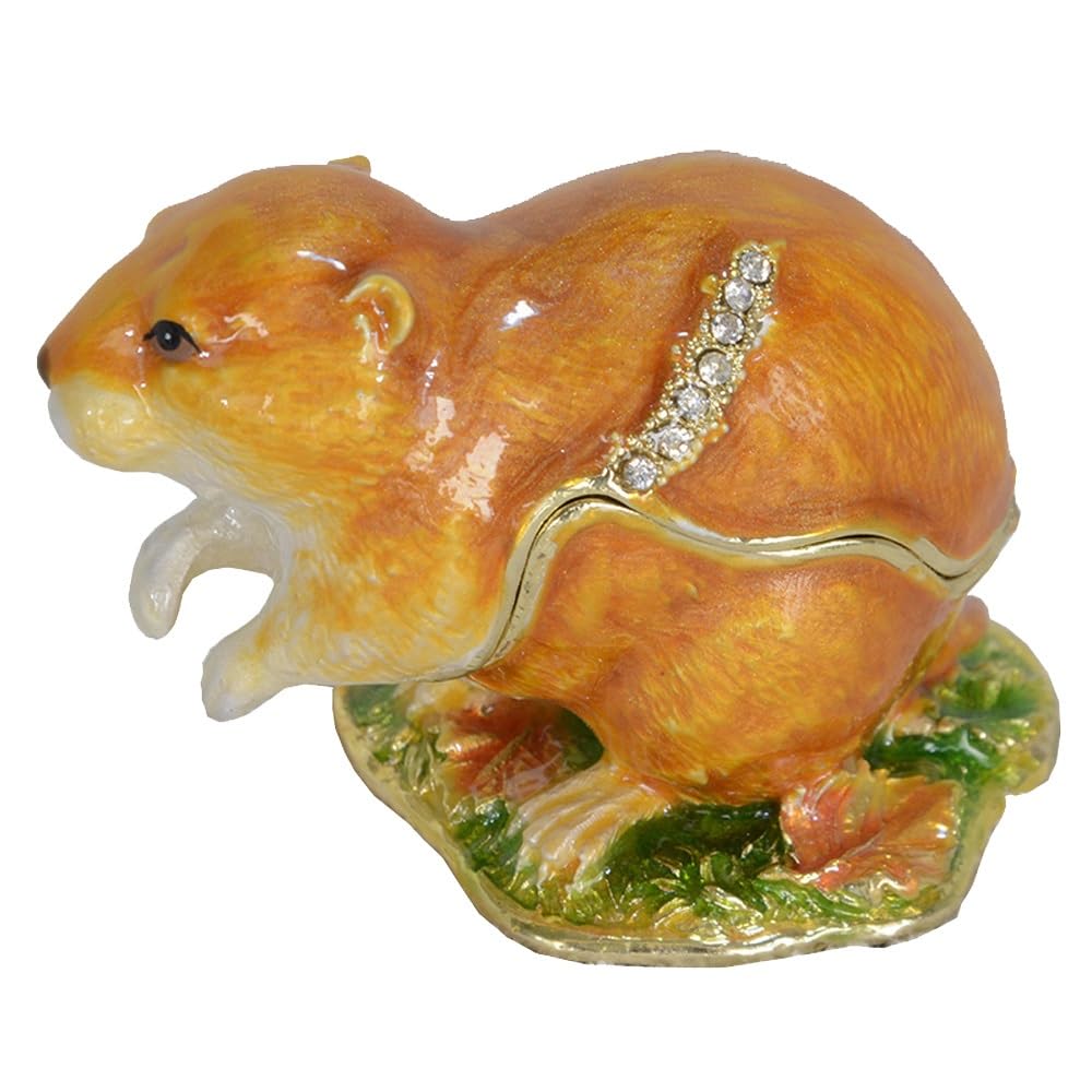 YOPI Enamel Hinged Jewelry Trinket Box Miniature Metal Pewter Jeweled Crystal Retro Animal Storage Box For Small Earrings Necklace Rings
