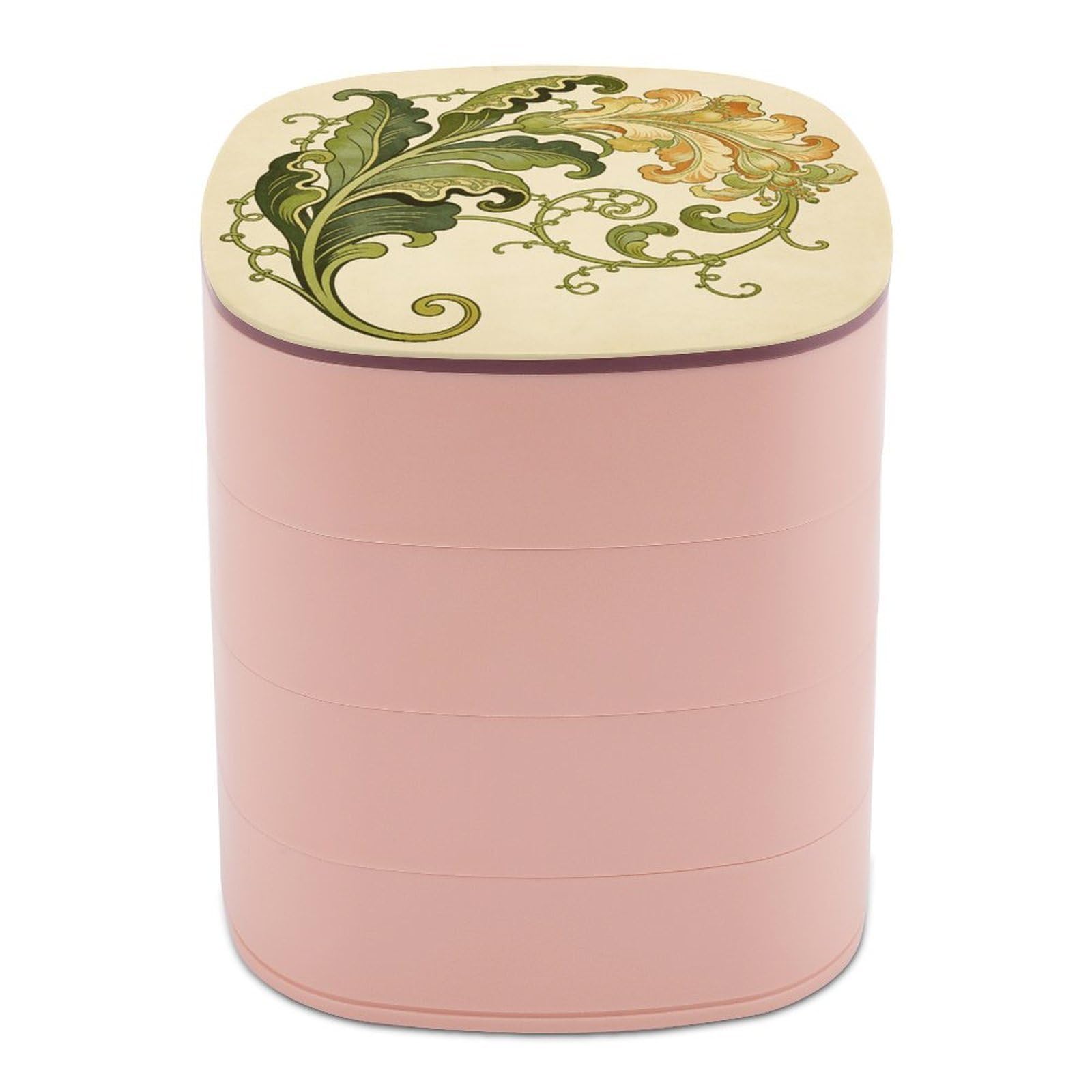 VstaDank 360° Rotating Tropical Flower Leaves Jewelry Box, Multi-Layer Large Capacity Jewelry Organizer for Earrings Necklaces Rings, Dustproof Desktop Storage Case for Women