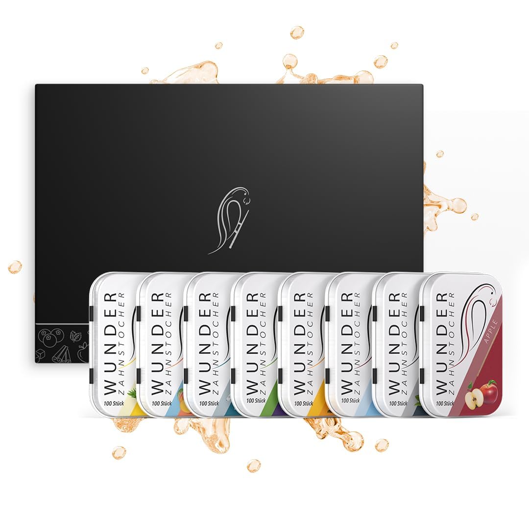 All in One Box – 8 Sorten in Metalldosen | Zahnstocher mit Geschmack Set - Probierbox & Geschenkidee