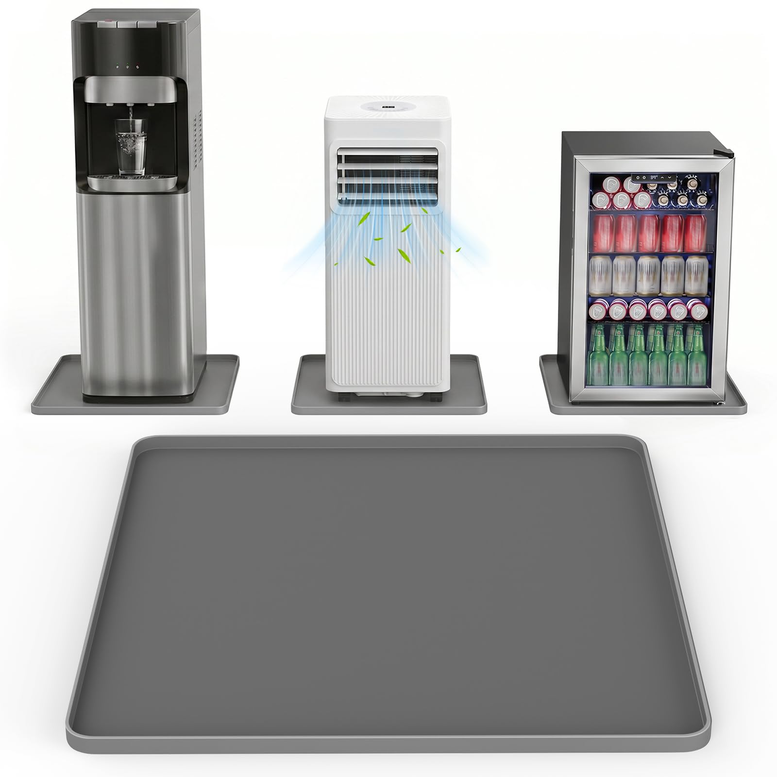 NAMTSO Mini Fridge Silicone Mat, 20"x20" Floor Protector Drip Tray, Grey