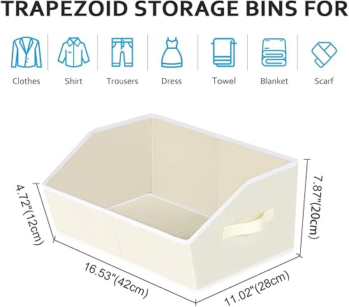 Miniatura 2 de Contenedores de almacenamiento para armario, grandes contenedores trapezoidales con asas, organizadores de armario de lino y almacenamiento para