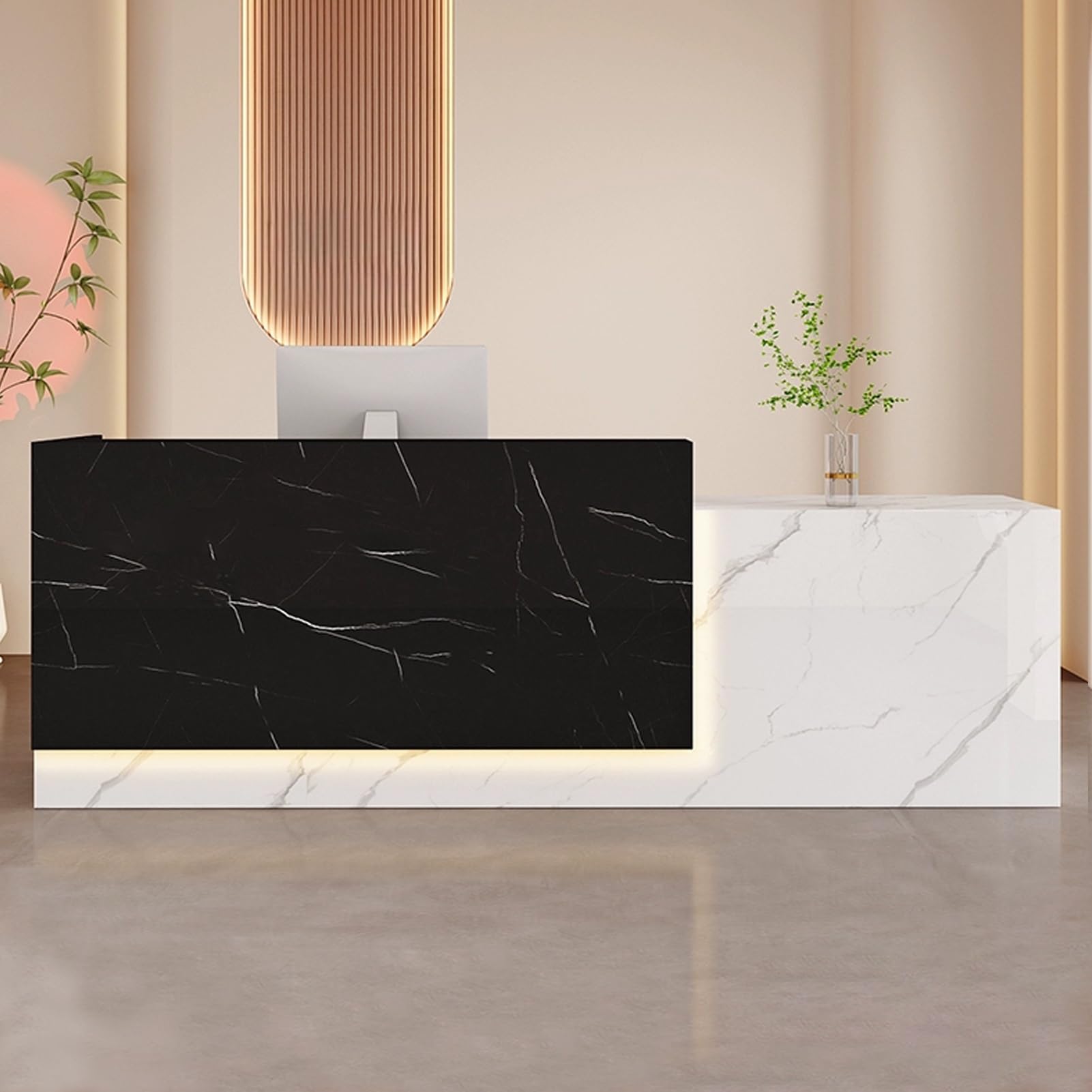 Czarny drewniany blat recepcyjny z zamykaną szufladą na biurko do sprzedaży detalicznej taca na klawiaturę w zestawie 120 x 60 x 100 cm – idealna do biur i firm