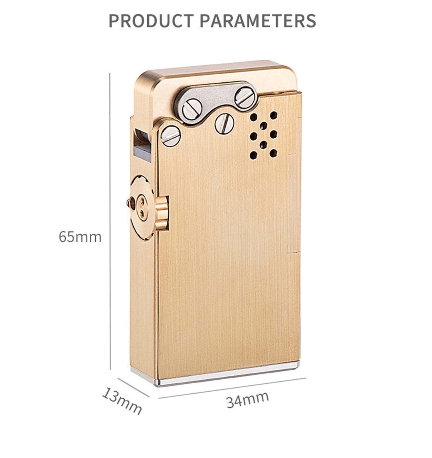 Briquet mécanique en cuivre au kérosène – Design coupe-vent avec 16 trous et verrouillage de sécurité – Idéal pour les affaires, les collections ou les cadeaux (carburant non inclus)