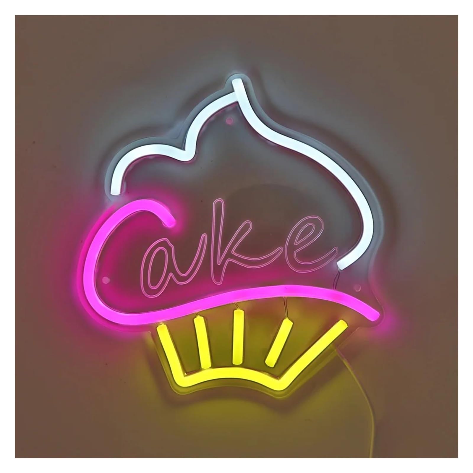 Luz de Diseño de Digital Letrero De Neón De Pared Regulable Para Cupcakes, Luz Nocturna Alimentada Por USB De 5V Para Decoración De Tienda, Club De Fiesta 22cmx22.9cm
