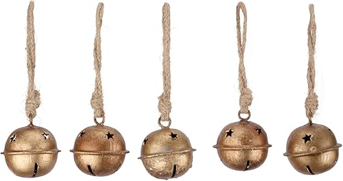 Miniatura 2 de 5 campanas decorativas de Navidad – Cascabel, trineo, bruja, pequeñas y campanas de vaca para manualidades y decoración del hogar – Adornos rústicos