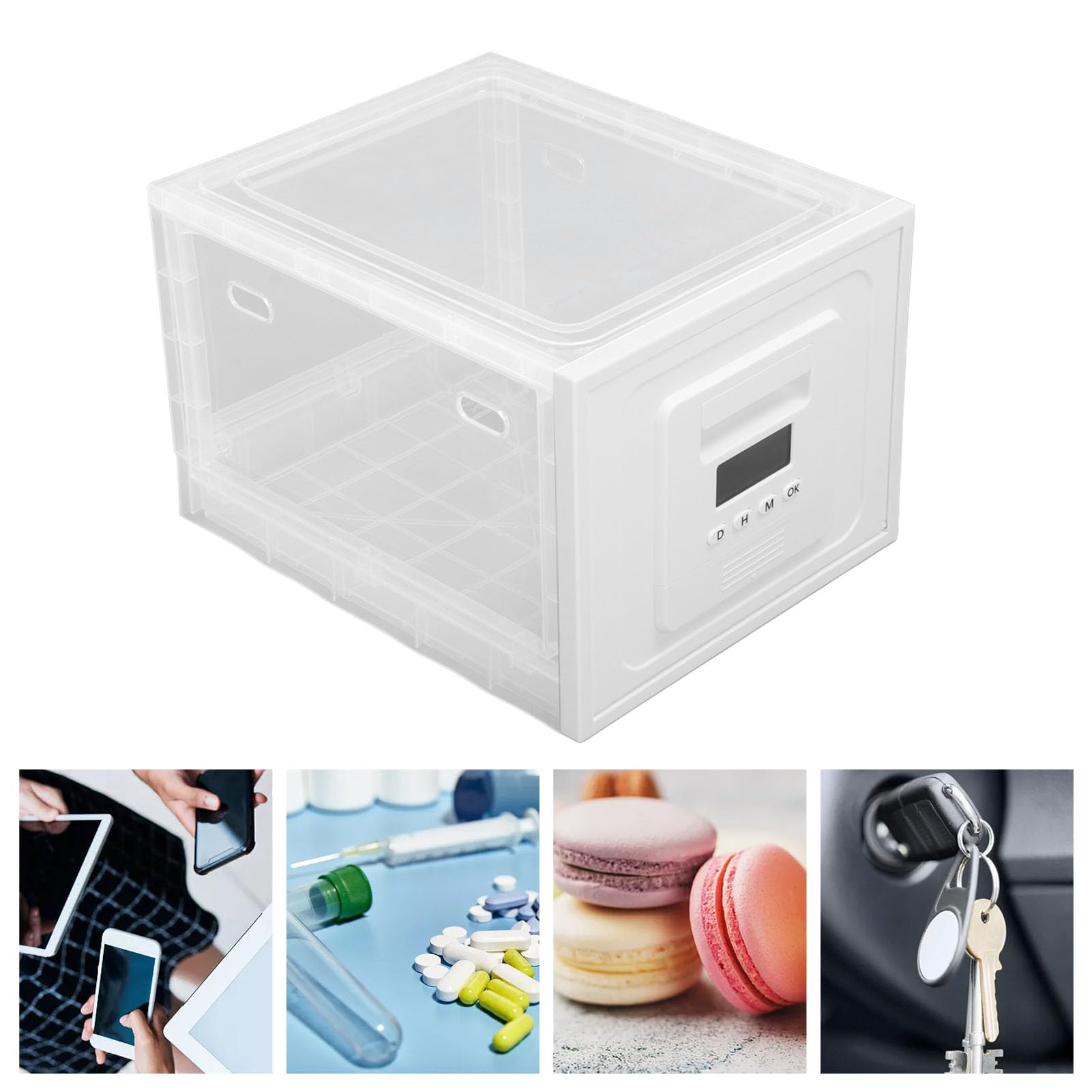 Cassaforte Temporizzata Con Lucchetto A Combinazione 3 Cifre, Per Telefono, Tablet, Snack E Medicine, Con Slot Di Ricarica