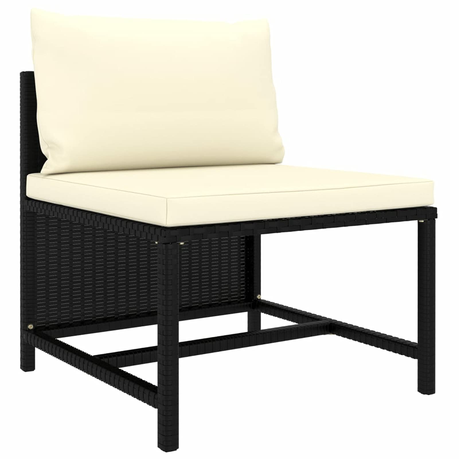 Divano da Giardino a 3 Posti con Cuscini in Polyrattan Nero,Divano da Giardino,Divanetto da Giardino Esterno-313513