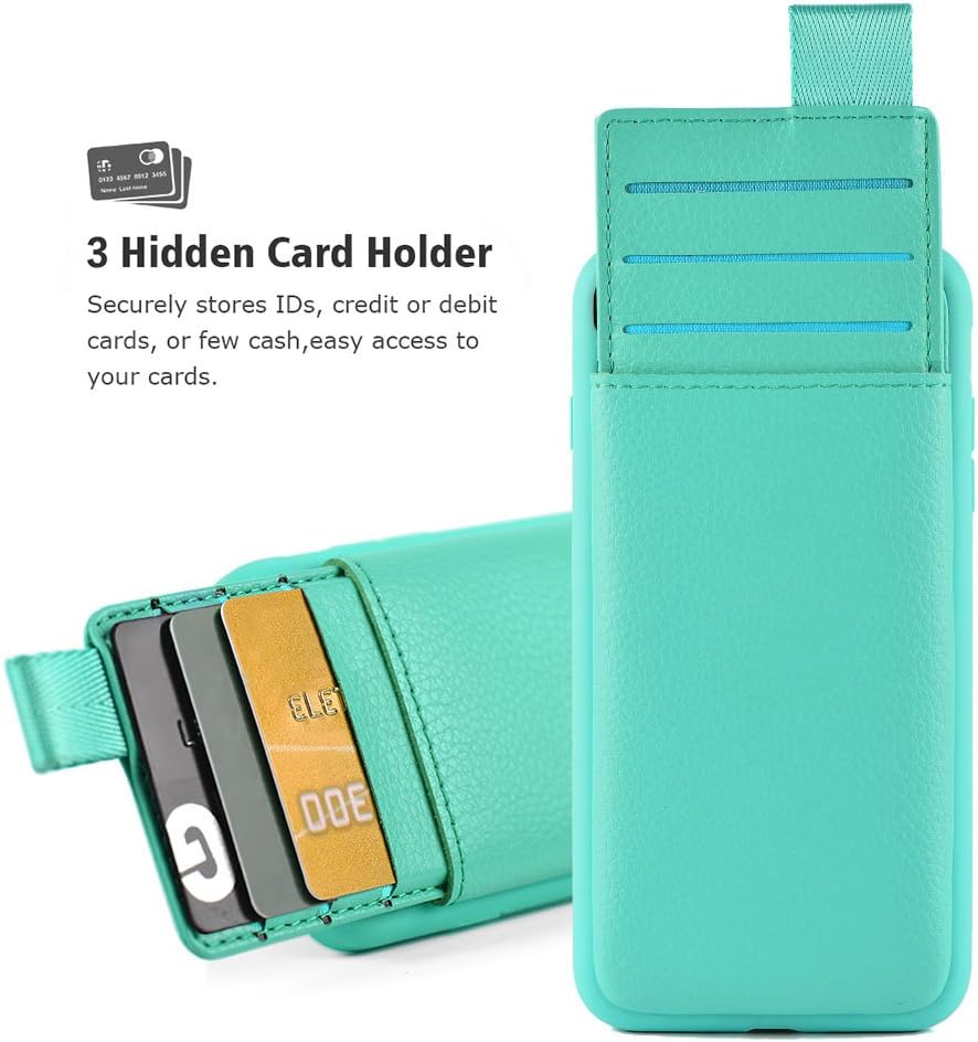 LAMEEKU iPhone 6S Wallet Case, iPhone 6 Leather Case, Shockproof Wallet Cover Leather Wallet Case with Credit Card Slot Holder, Protective Cover Compatible for Apple iPhone 6 / 6S 4.7'' - Mint Green