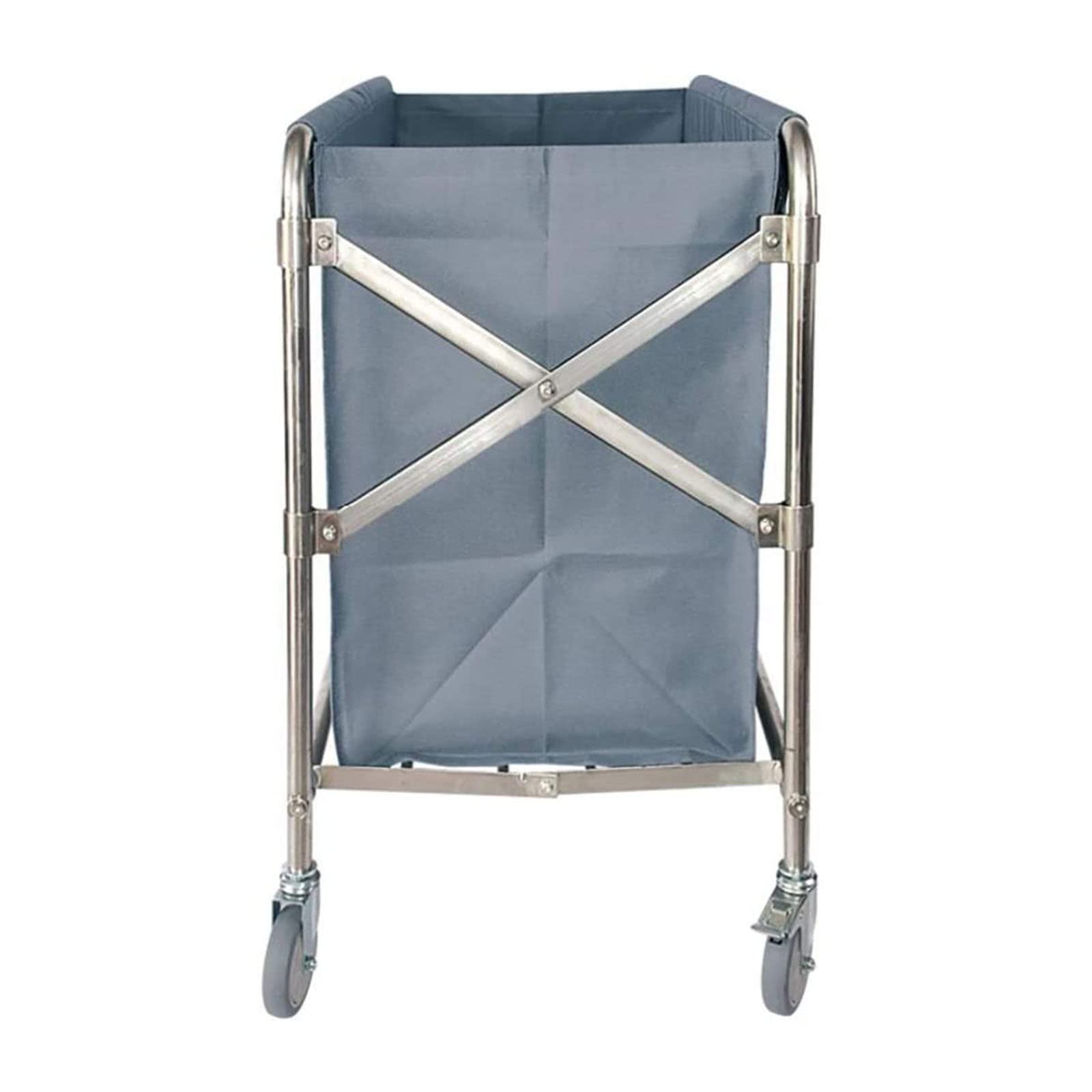 Carrello Rettangolare per Hotel, Pieghevole A Forma di X, in Acciaio Inossidabile, per Biancheria Spessa, Carrello Manuale per La Pulizia delle Camere D'Albergo, Grigio, Marrone