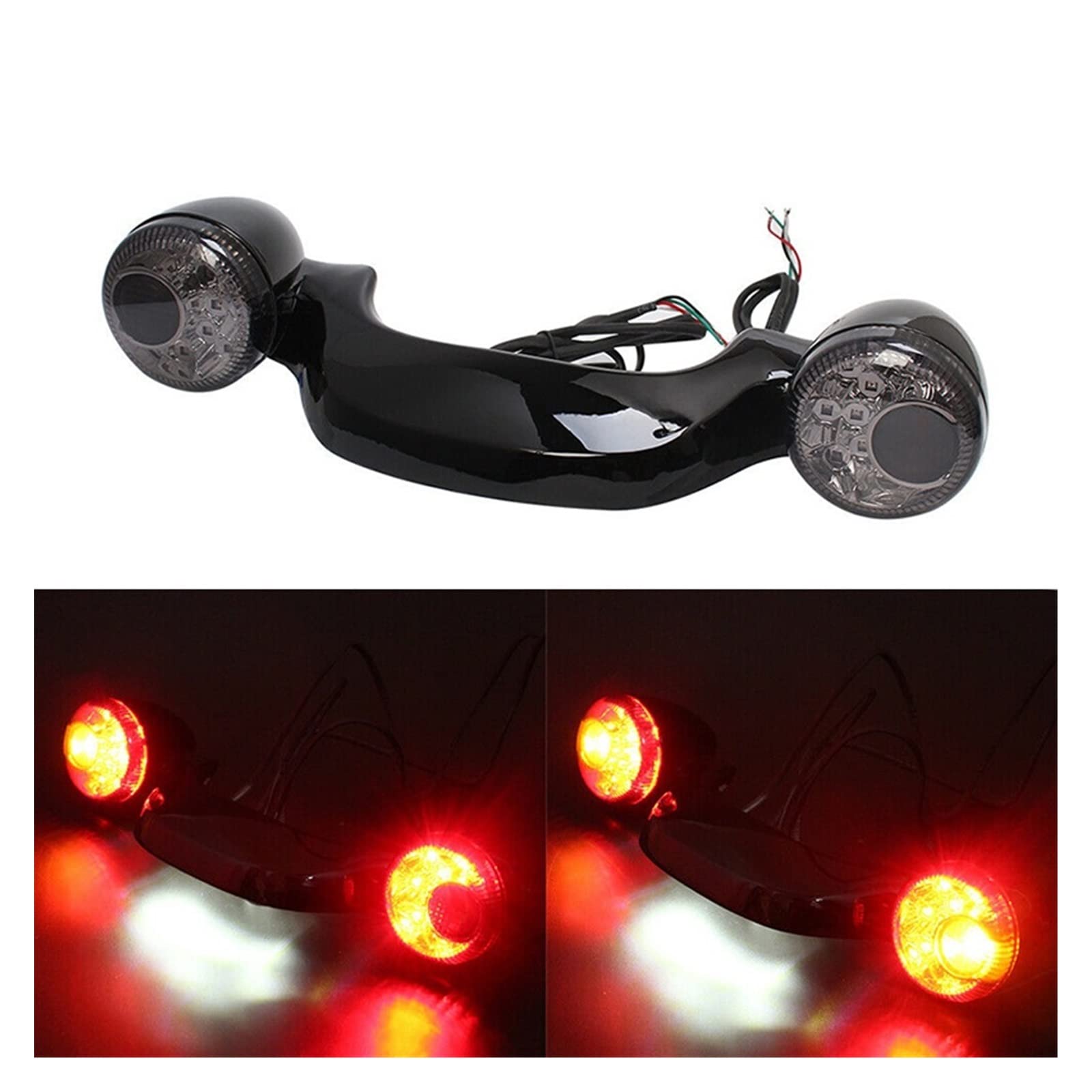 5 Pcs Motorfiets LED-achterlicht,Plaatverlichting Rem Stop Richtingaanwijzer Strip - Universele Flexibele LED Richtingaanwijzer Achterrem Kentekenverlichting Geïntegreerd voor Motorfiets Geruwam