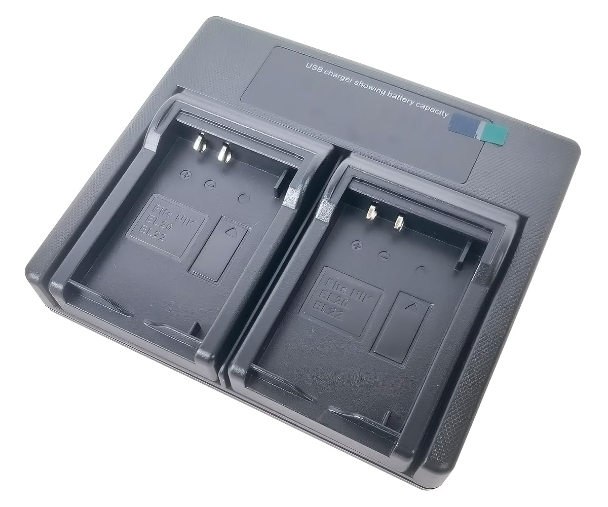 USB Dual Batteria Caricabatterie Compatibile per EN-EL20 EN-EL20a MH-27 EN-EL22 ENEL22 MH-29 One 1 1J1 1J2 1J3 1S1 1V3 COOLPIX P1100 P1000 P950A AW1 DL24-500 Camera