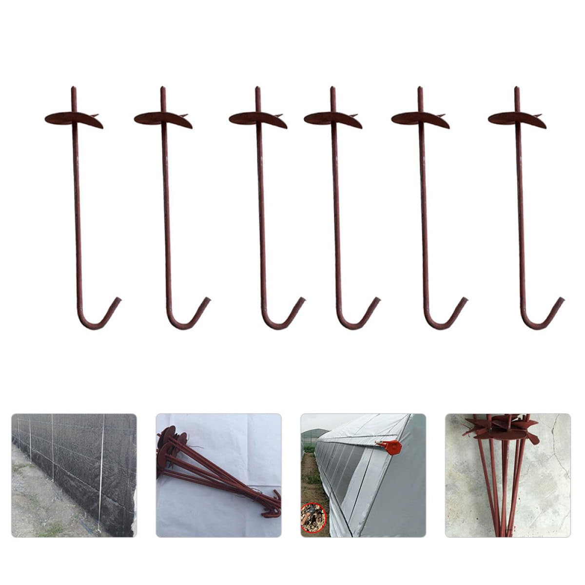 NOLITOY 6 Estacas de Anclaje de Acero Reforzado para Cobertizos E Invernaderos, Resistentes y Fiables para Uso Exterior en Jardín y Agricultura