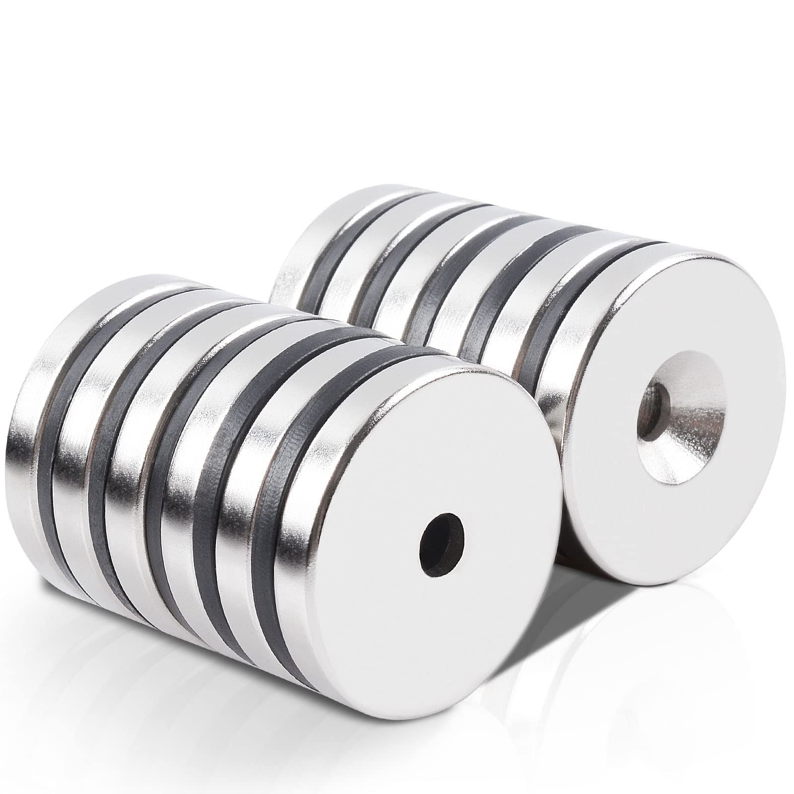 MAGXCENE 1.18 x 0.2 Inch Strong Neodymium Cup Countersunk Magnets Heavy Duty with Holes, 12 Pack Permanent Rare Earth Magnets, Large Disc Circle Round