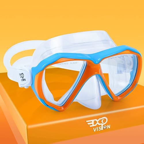 Miniatura 10 de Máscara de buceo para niños, máscara de natación antivaho de 180°, gafas de natación para niños de vidrio templado con cubierta para la nariz