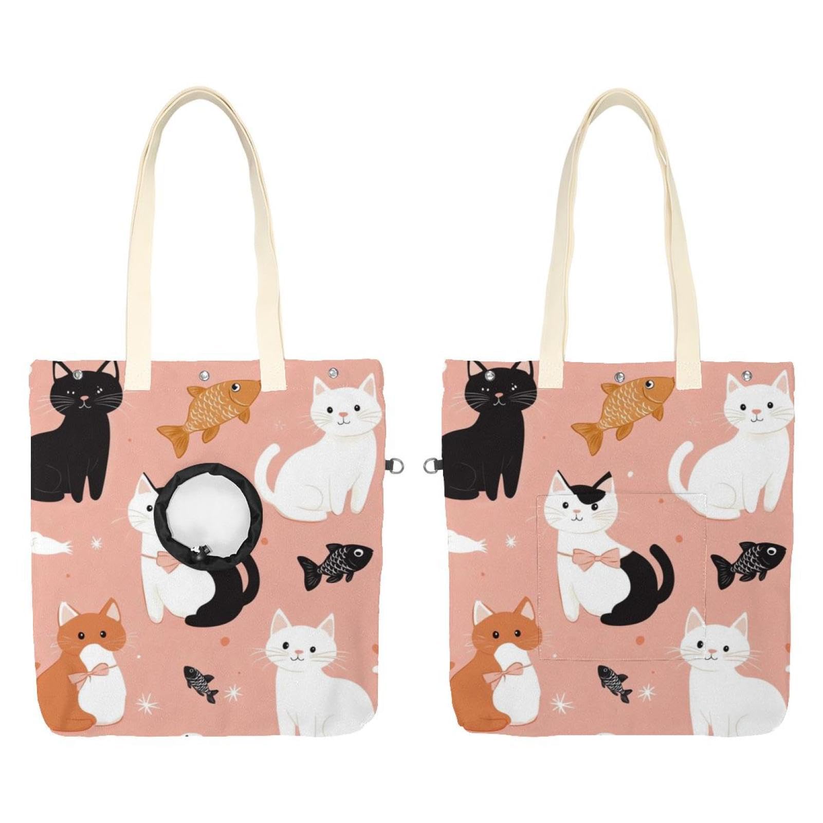 Bolsa de hombro de lona para transporte de mascotas pequeñas con gatos