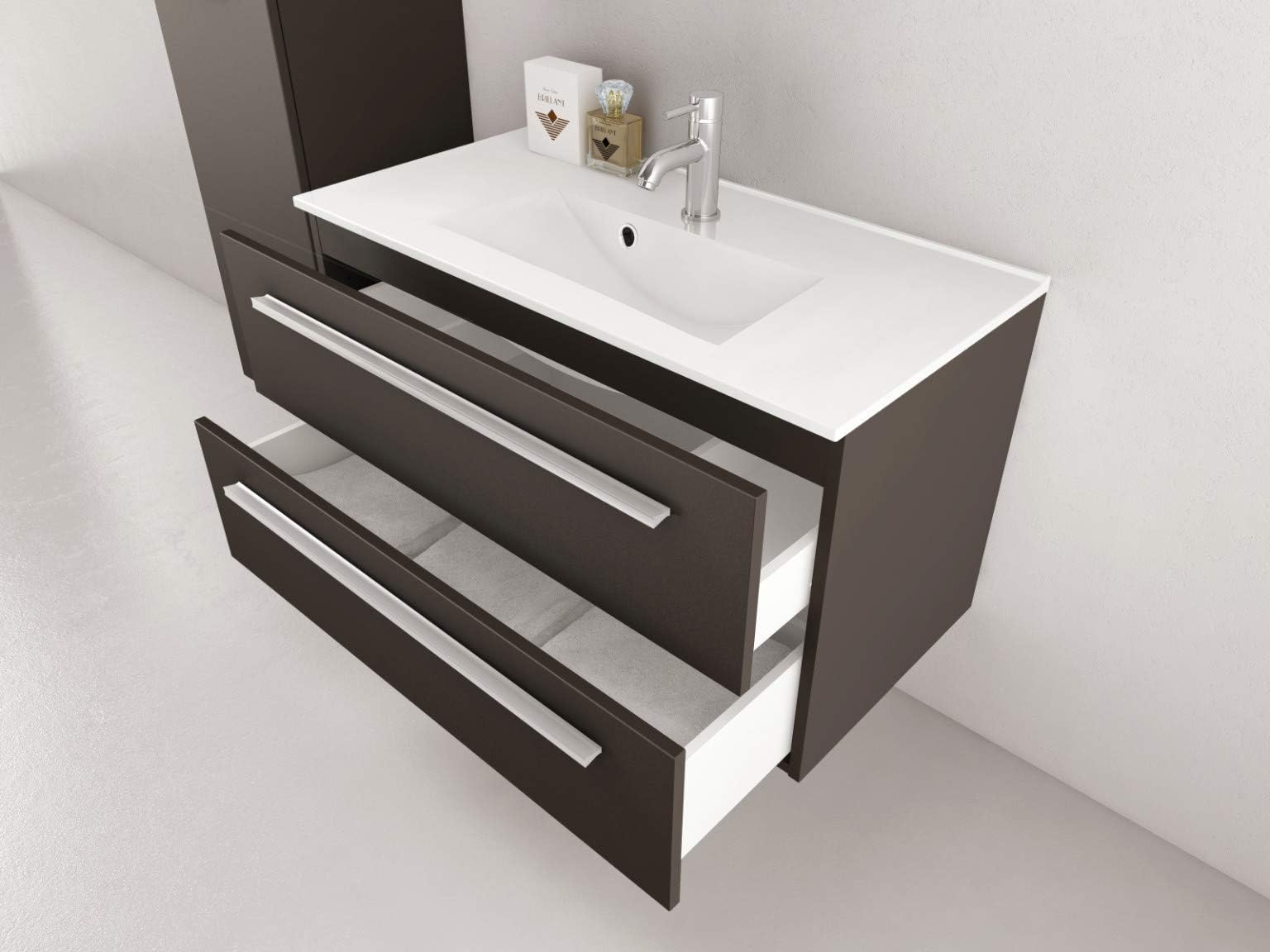 Sieper Set Mobile Bagno Libato 120 Cm – Doppio Lavabo Con Cassetti E Specchio Luminoso A Led – Bianco Lucido - 4