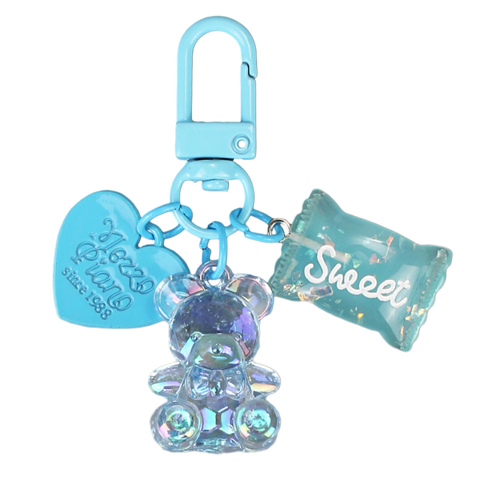 Nihenhao Blue Colorful Heart Candy Keychain Ornament Stylish Keyring Accessory Unique Bag Decorations For Fashion Forward Individuals
