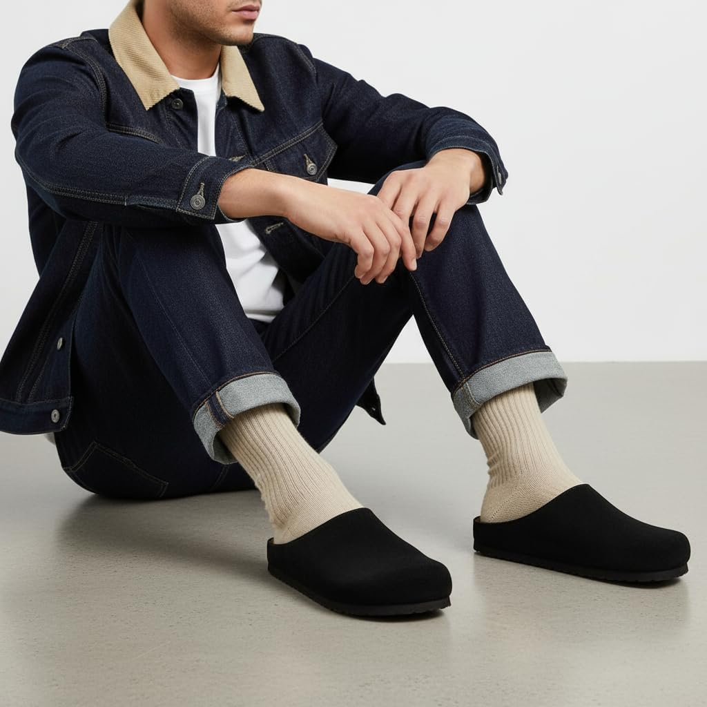 CUSHIONAIRE Heath Genuine Suede Leather Mens Clogs with Memory Foam Comfort, Easy Slip On Slides for Men - Image 3