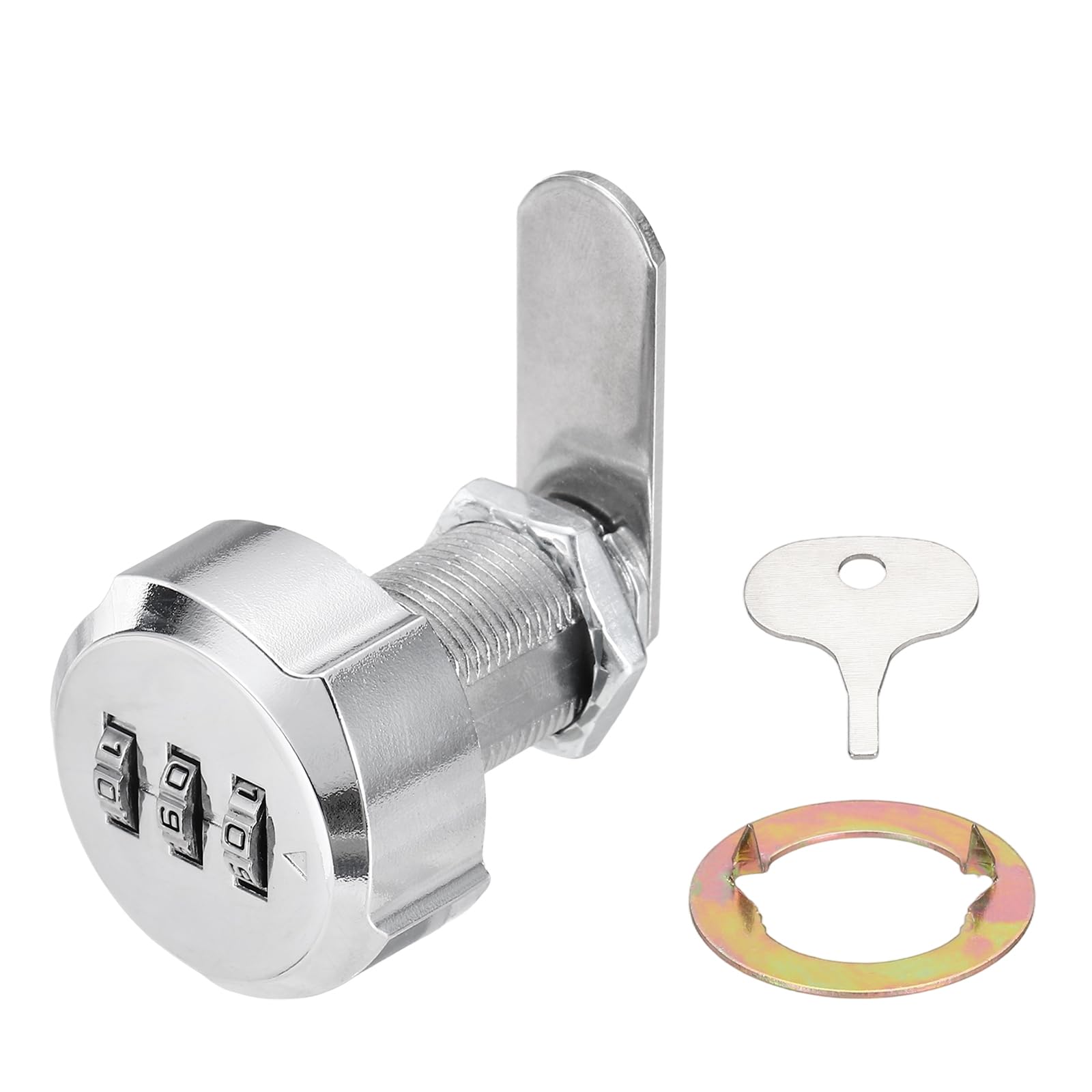 PATIKIL Combination Cabinet Lock, 1-1/8Inch 3-Digit Keyless Metal Drawer Plum Blossom Head Locks with for Kitchen Cabinet Closet Cupboard Locker Wooden Door, Silver