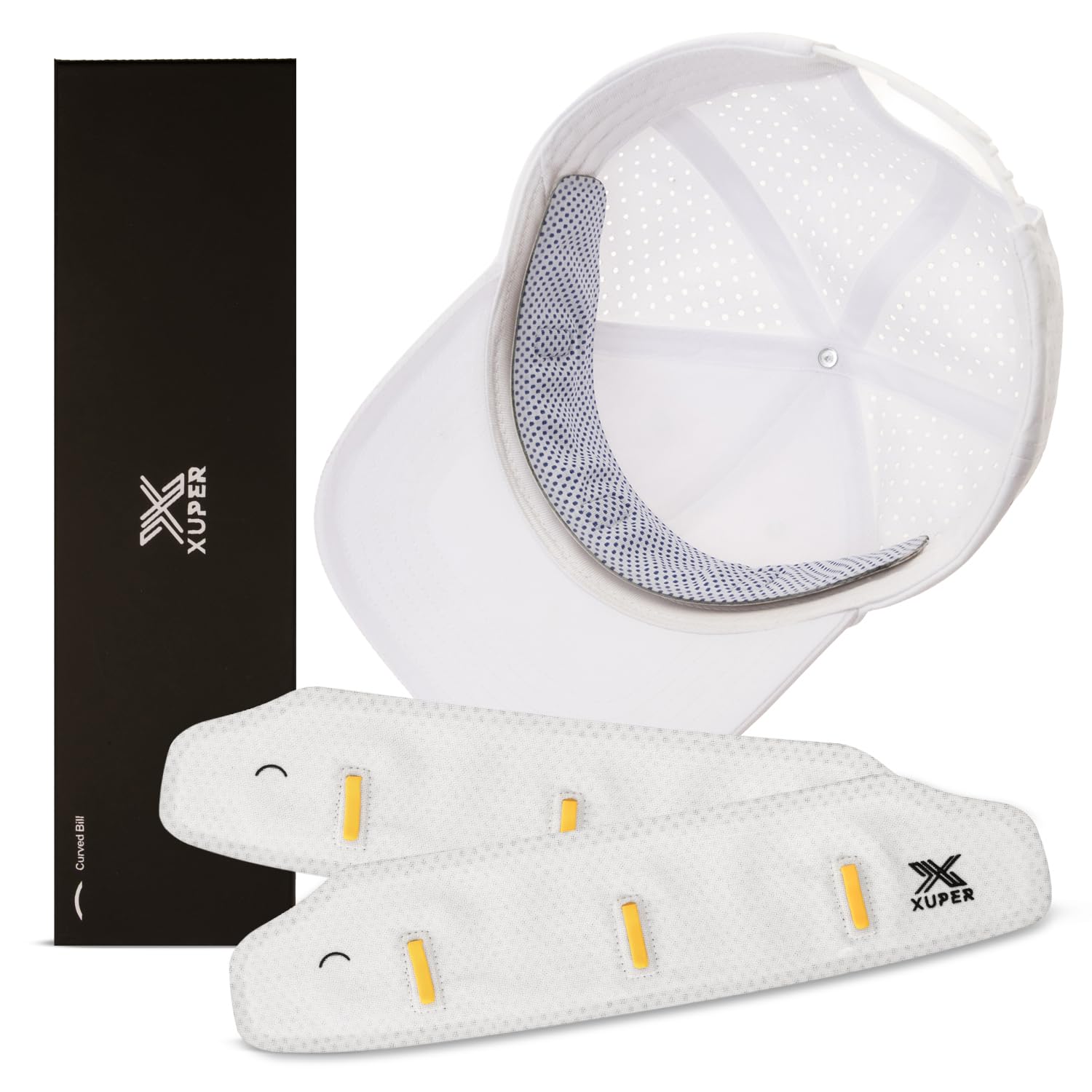Photo 1 of XUPER Washable Hat Sweat Liner for Curved Brim – 2 Pack Sweatband Guard with Clips Reusable Cap Protector for Stains, 4-Layer Ultra Absorbent Cooling Fabric - Bands Insert for Baseball Caps, Golf Hats