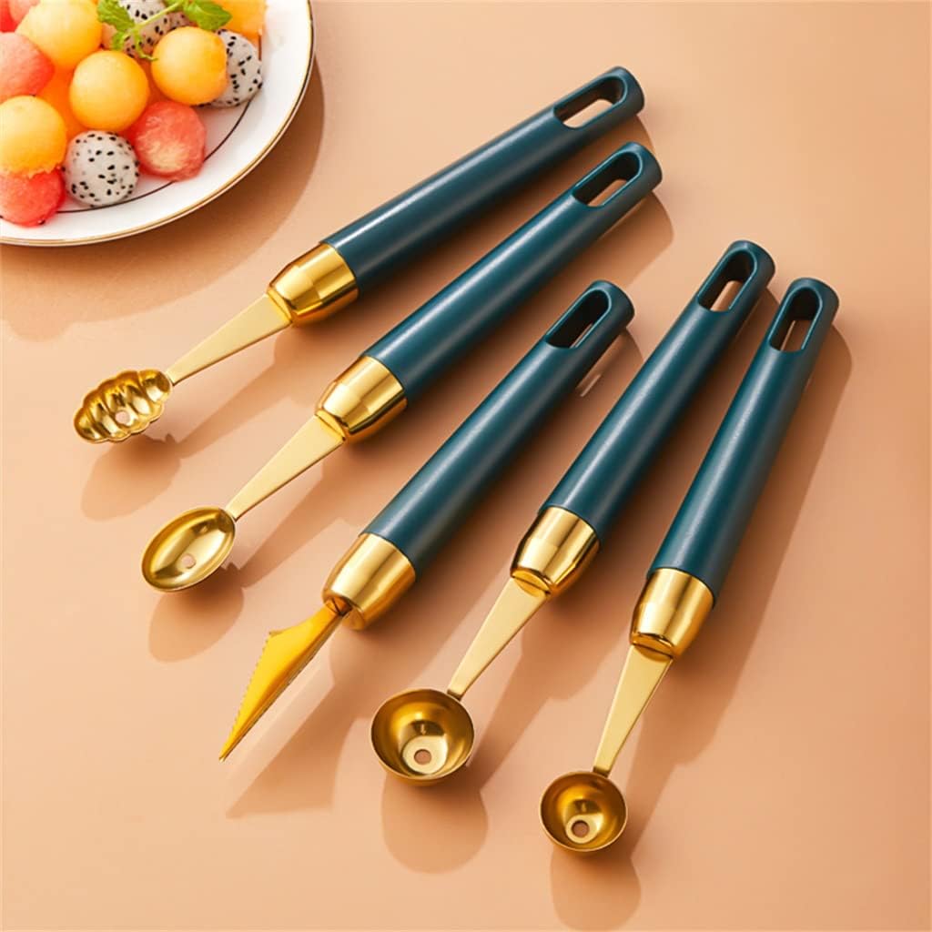 8 Pieces Fruit Digger Spoon Watermelon Tool 304 Stainless Steel Pattern Full Set Cantaloupe Cutting Spatula