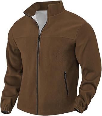 Zipper Jackets for Men Trendy Solid Color Fleece Winter Coats Lightweight Comfy Warm Outerwear with Pockets