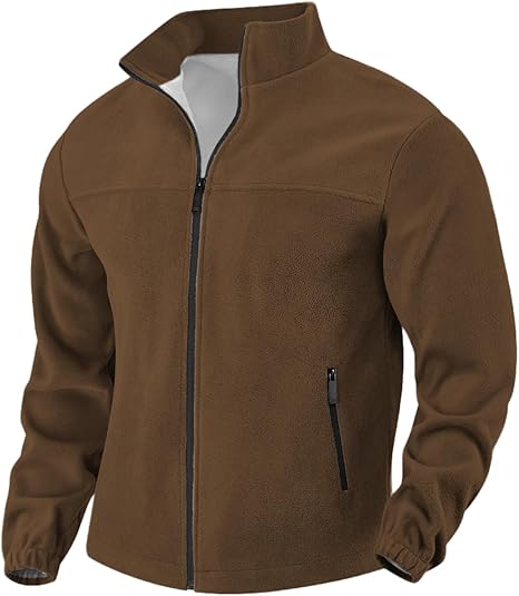 Zipper Jackets for Men Trendy Solid Color Fleece Winter Coats Lightweight Comfy Warm Outerwear with Pockets