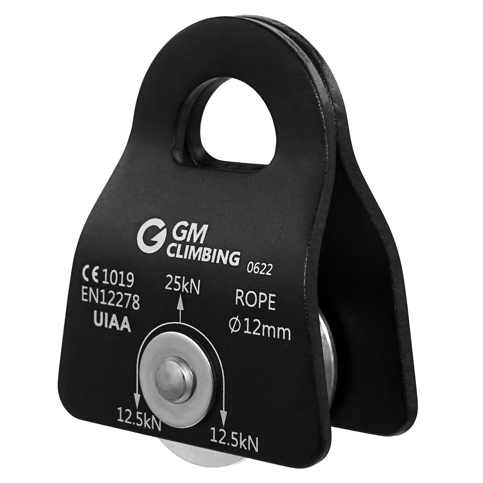 GM CLIMBING Micro Prusik Minding Pulley 25kN CE UIAA Certified 12mm Single Pulley Mobile Side Plates for Arborist Rigging Climbing Rescue