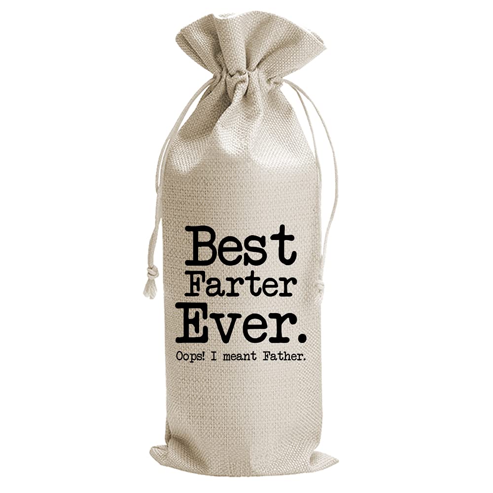 Funny Best Father Ever Dad Gift Wine Bag for Men Dad Father Husband Brother Friend, Father's Day Gift, Christmas Gift, Cotton Burlap Drawstring Wine Bag, New Stepdad Future Step-Dad Birthday Gift