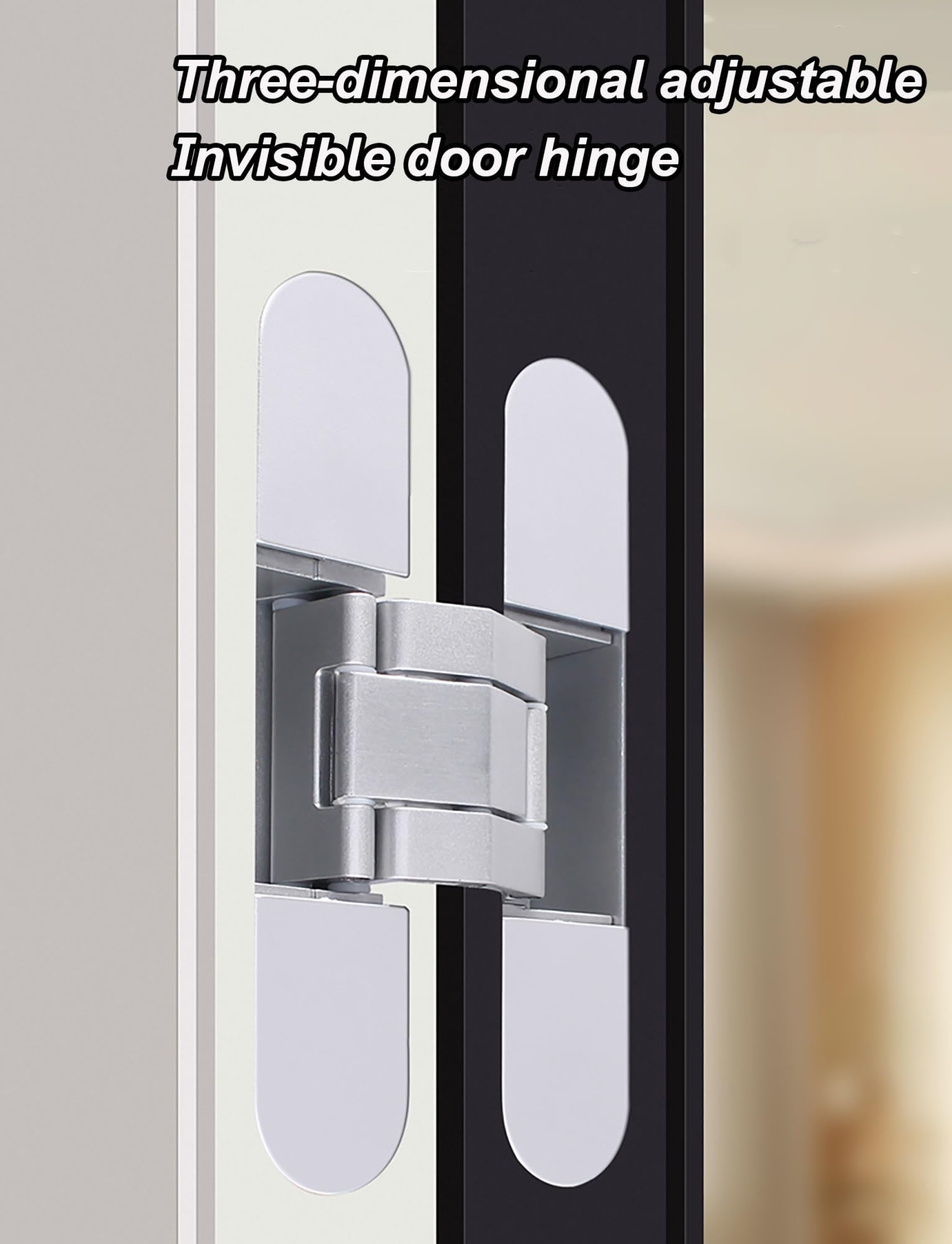 Bisagras ocultas for puertas secretas, resistentes, invisibles, silenciosas, ajustables en 3D.(Black,165x30mm)