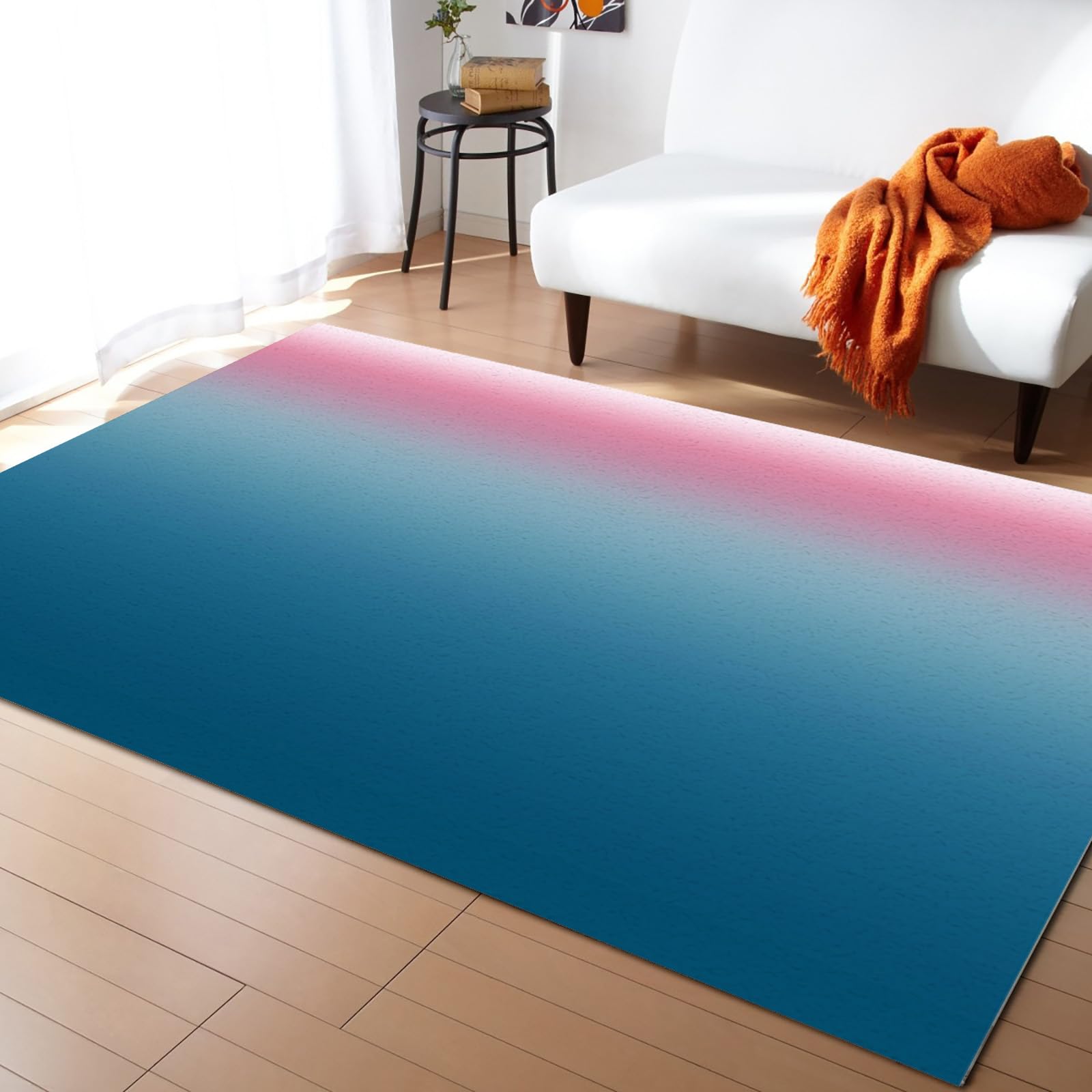 【2m×3m】グラデーションブルー ラグ・カーペット Amazon | カーペット ラグ マット滑り止め付 ピンクとブルーの