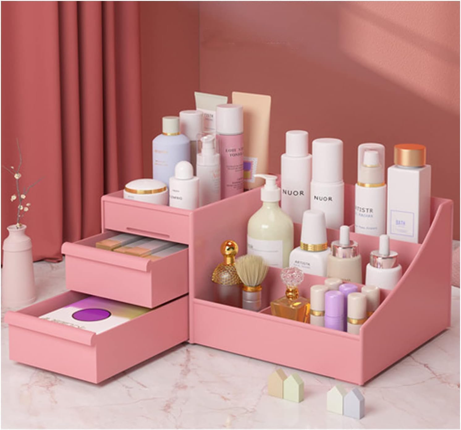 CLAPONE Makeup Organizer Cosmetic Organizer Box Drawers Storage Makeup Storage organizer Skin Care Organizer Plastic Multi Grid Jewelry Nail Polish Makeup Lipstick Countertop Organizer Storage Pink (B0B5T495KP) Amazon Price History, Amazon Price Tracker