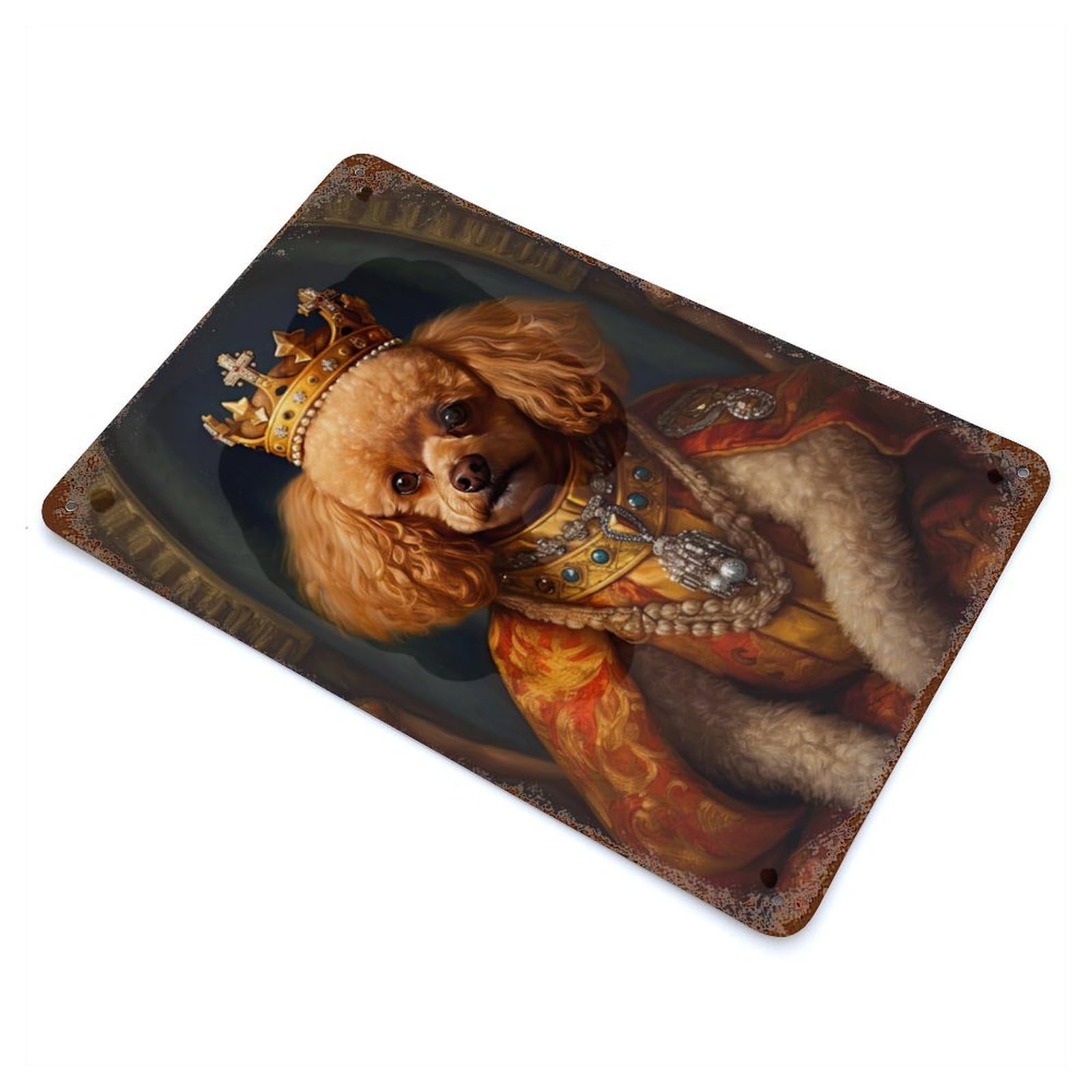 Toy Poodle The King Decorative Tin Sign 11.8"x7.9", for Bistro, Counter And Cafe Decor, Classic Wall Plaque