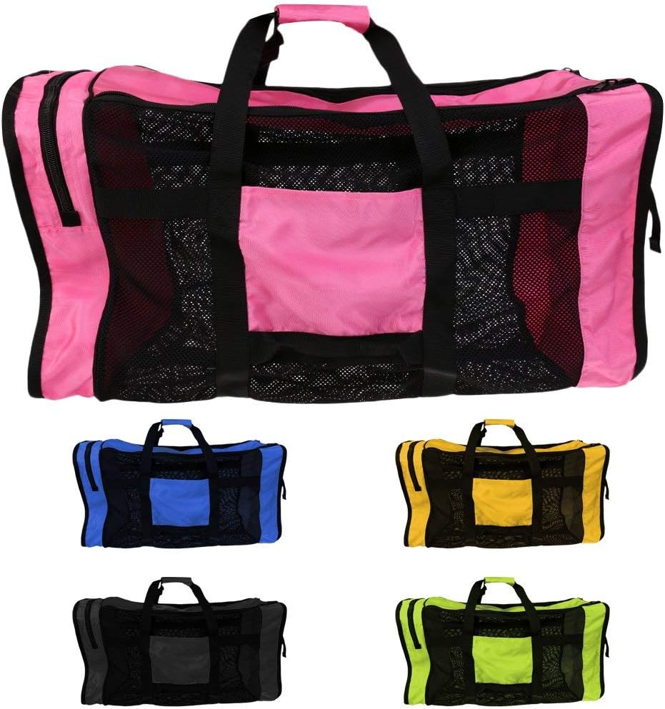 Heavy Duty Foldable Mesh Dive Bag Duffel Bag Storage Pouch for Diving Scuba Snorkeling Gear Green