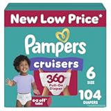 Pampers Diapers - Cruisers 360 - Size 6&comma; 104 Count&comma; Babyproof up to 100&percnt; Leakproof Pull-On Diaper