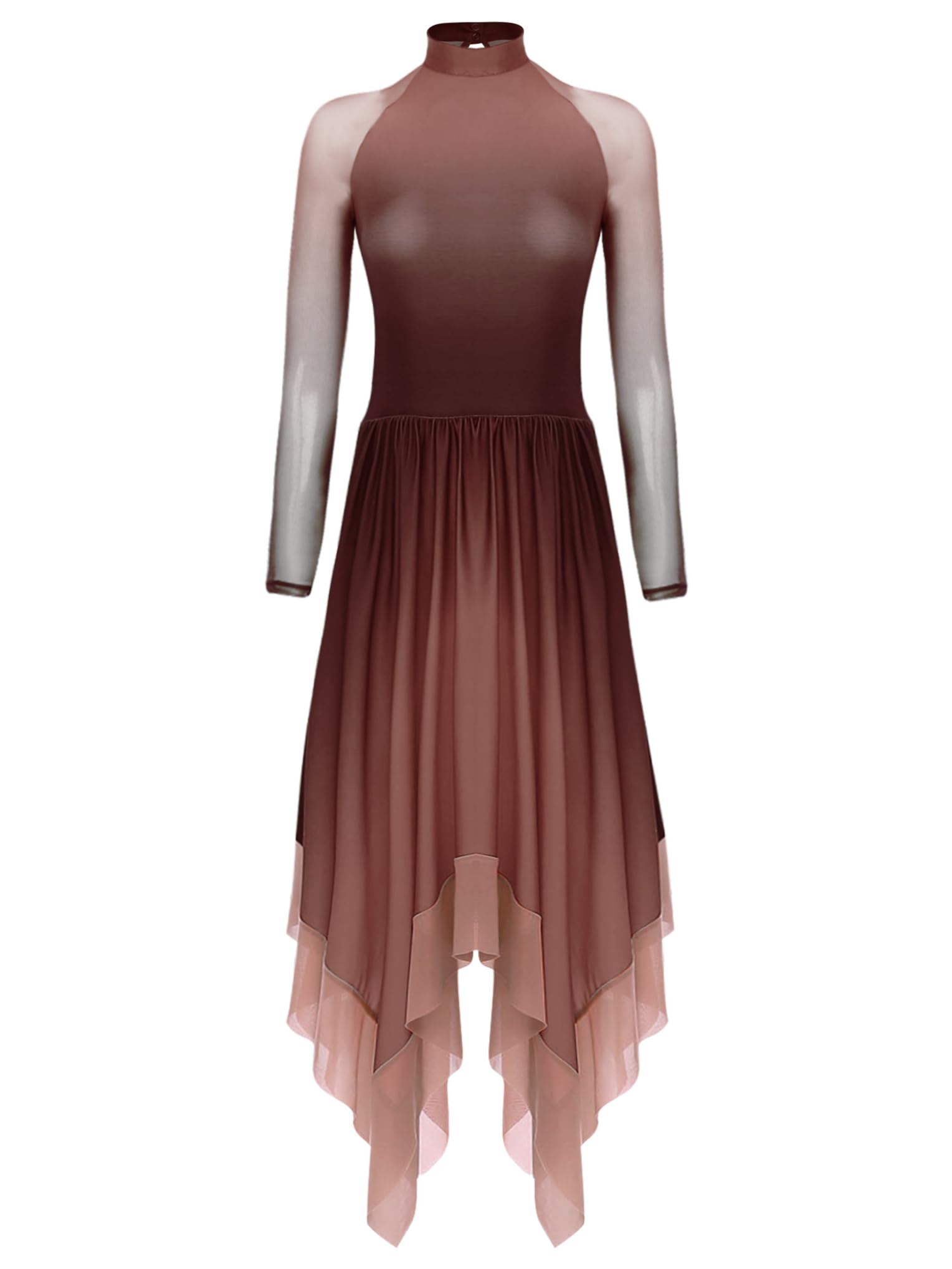 Vestido De Patinaje Artístico Mujer Bodysuit Danza Latina Tango Falda de Malla Dobladillo Irregular Vestido De Baile Lírico