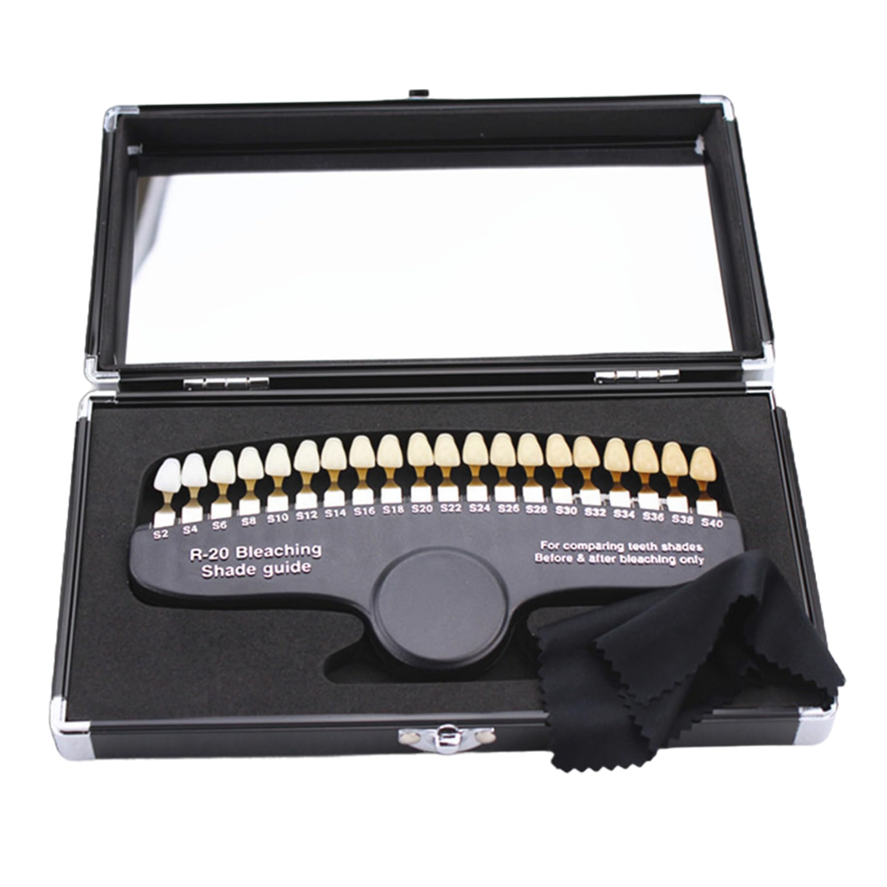 Guida ai colori dei denti dentali, vassoi per sbiancamento dentale professionale 3D R-20 per strumenti dentali, tabella dei colori per lo sbiancamento denti per il monitoraggio e il confronto deg