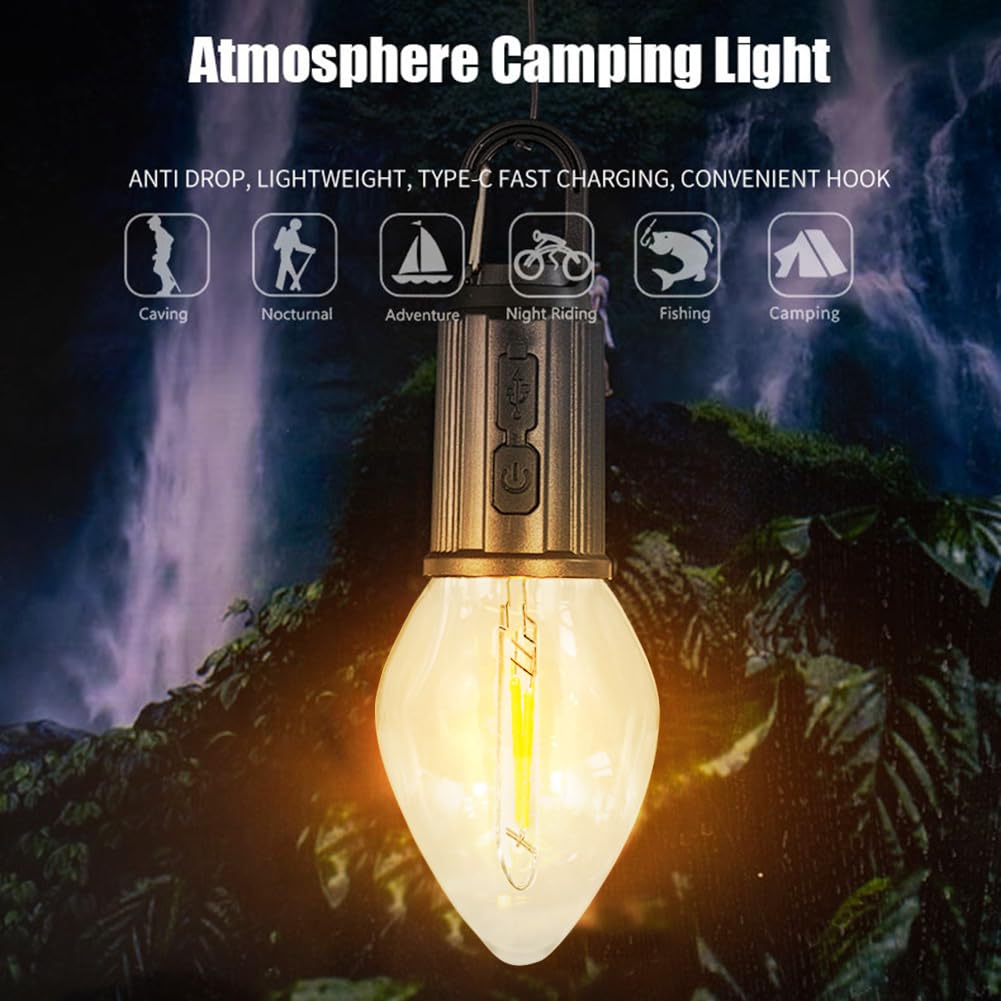 Lampa kempingowa Oświetlenie namiotu kempingowego Lampa Latarnia kempingowa Namiot zewnętrzny Lampa Wisząca latarka z haczykiem Mini haczyk Światło awaryjne 600 mAh Latarnia oświetleniowa Typ