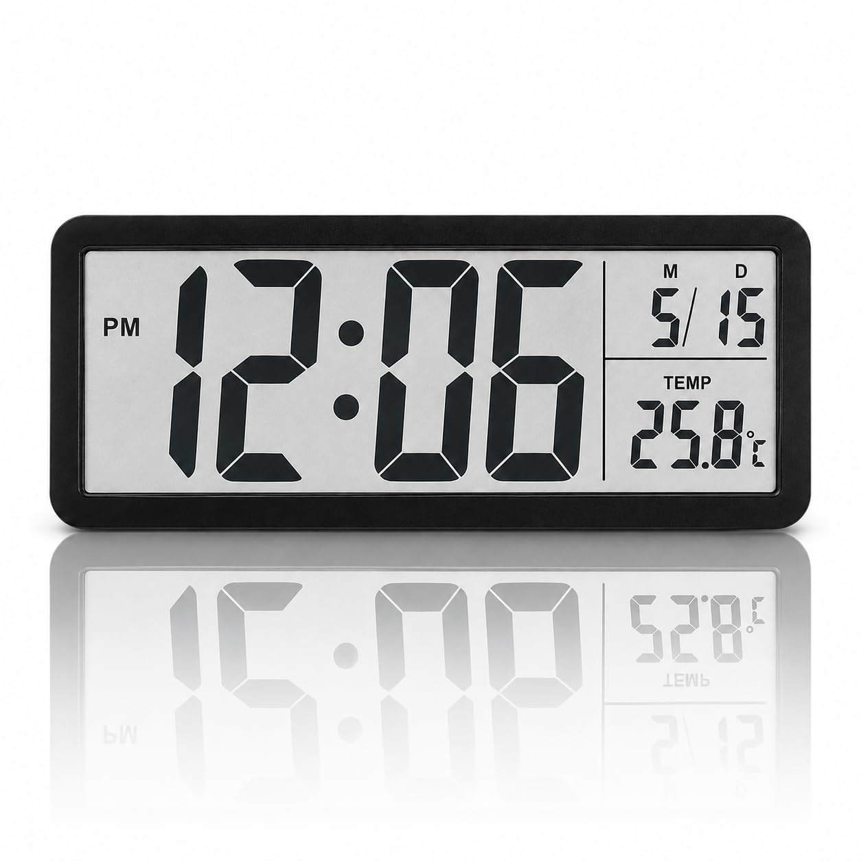 Vpukveer Large Digital Wall Clock, 8-Inch LCD Display with Jumbo Numbers
