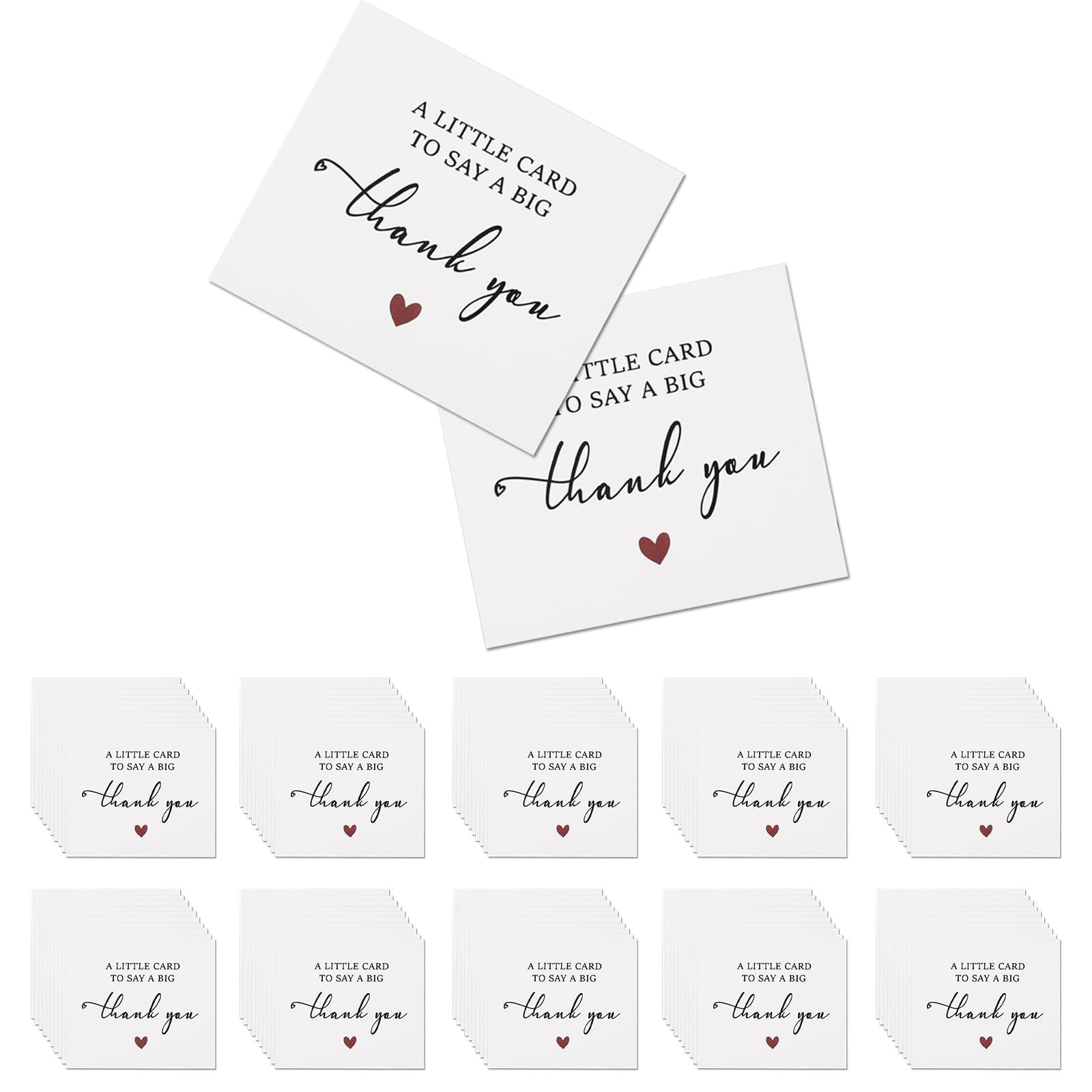 100 PCS Small Thank You Cards Multipack, DIY Personalised Thank You Cards Small Business, Multipack Thankyou Business Card 8.8 x 7.6 cm Mini Thankyou Card for Daily Gatherings