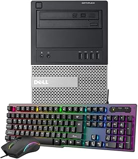 Dell Optiplex Tower Computer Gaming PC [ Intel Core i7 Processor, 32GB RAM, 1TB SSD, HDMI, Wi-Fi] GeForce GTX 1650 4GB, Gaming Keyboard & Mouse, Windows 10 (Renewed), Black