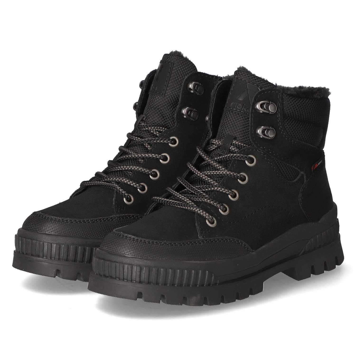 Rieker W2176-00 Schnürstiefel Leder und Synthetik Damen in schwarz